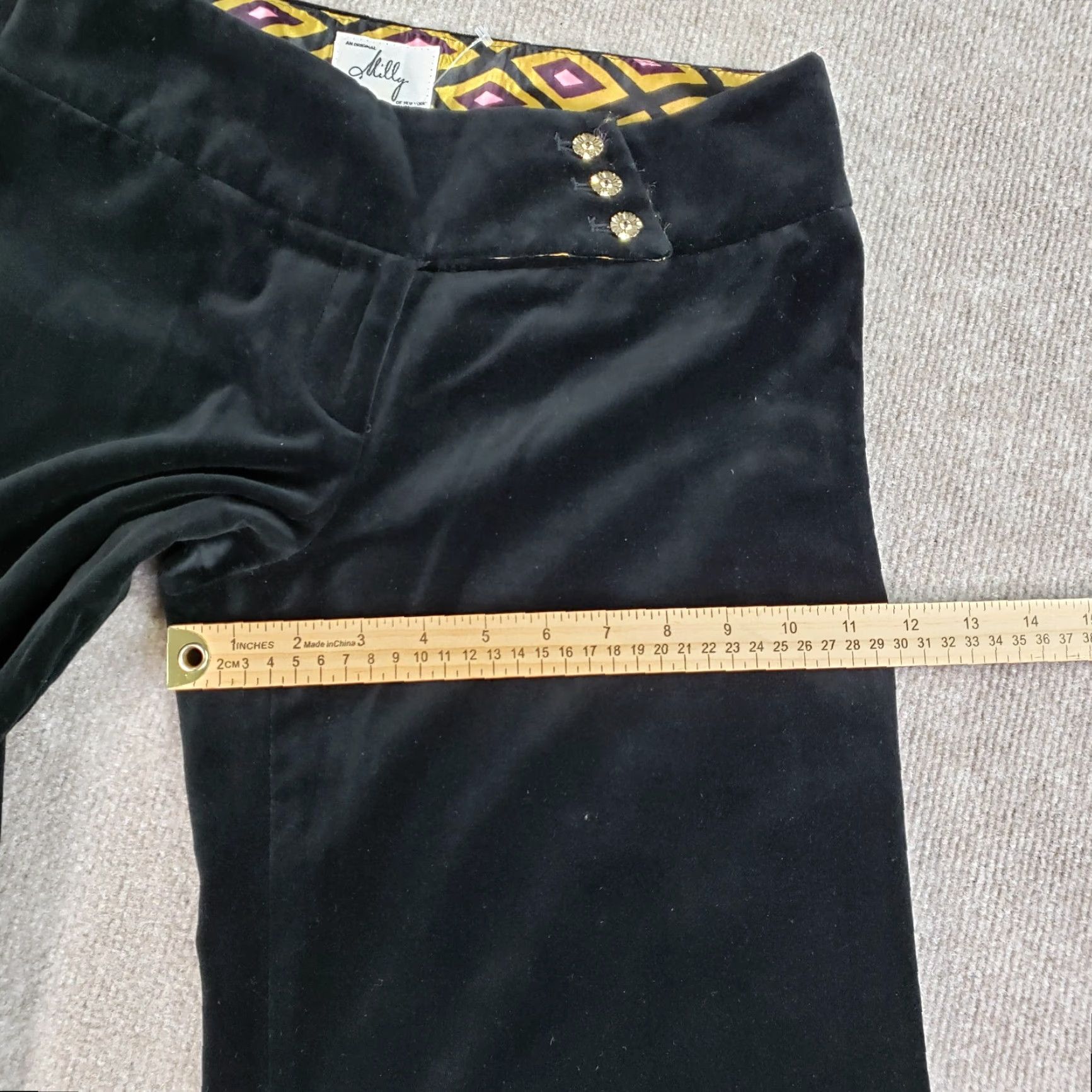 MILLY MILLY Black Velvet Wide Leg Pants Women Size 6 (28x33) Casual Dress Size 28" / US 6 / IT 42 - 7 Thumbnail