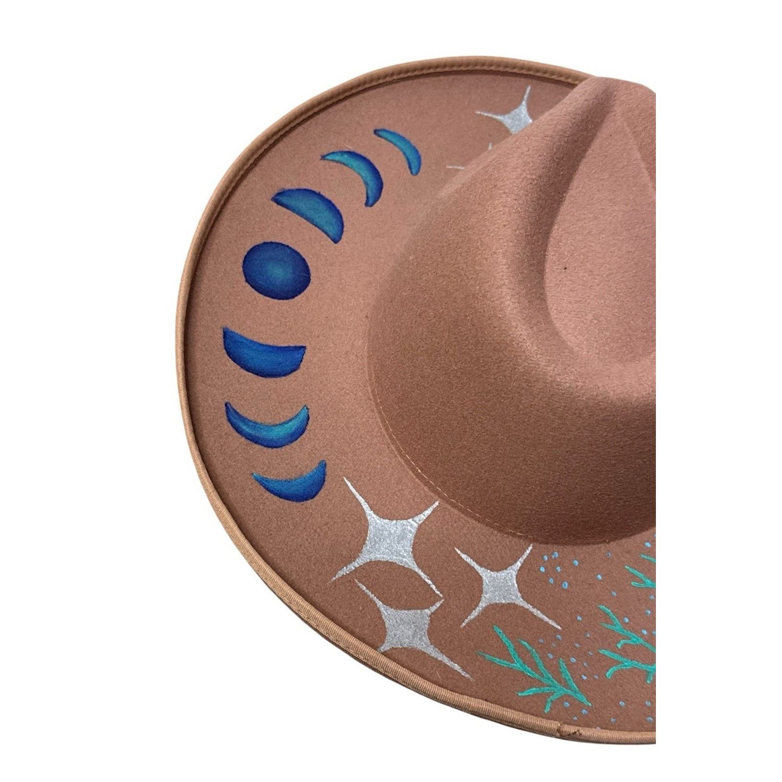 Handmade Handmade Painted Moon Mermaid Rancher Western Hat Whimsical Size ONE SIZE - 4 Thumbnail