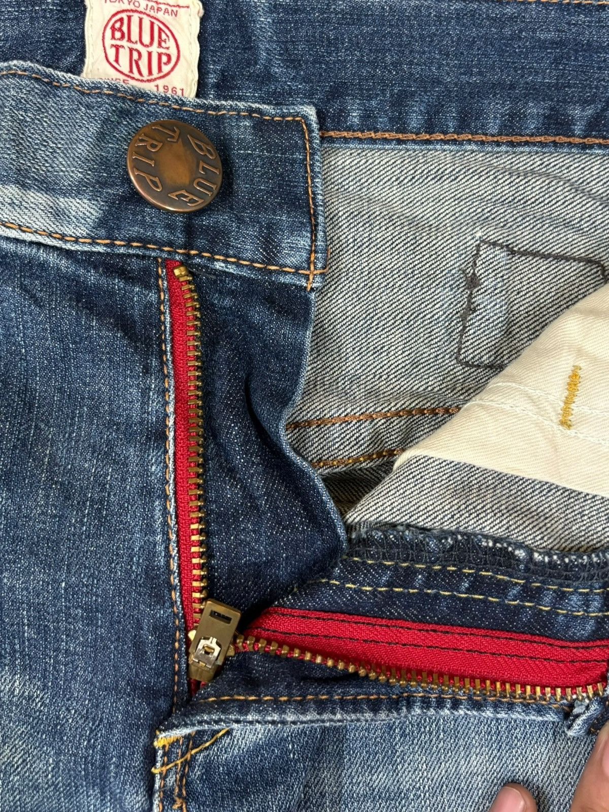 Edwin Vintage Edwin Blue Trip Buckle Back Spiral Flare Jeans Size US 30 / EU 46 - 9 Thumbnail