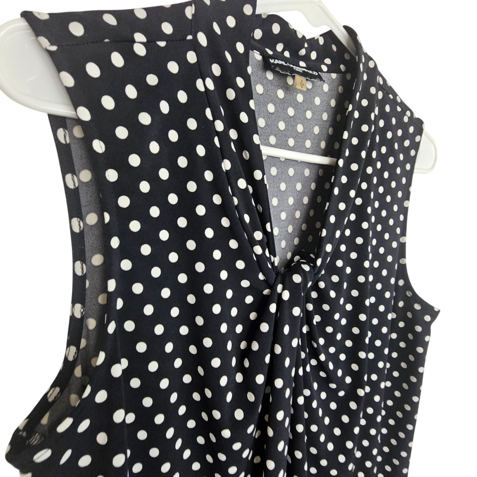 Karl Lagerfeld Karl Lagerfeld Paris Women S Polka Dot Gathered Sleeveless Size S / US 4 / IT 40 - 4 Thumbnail