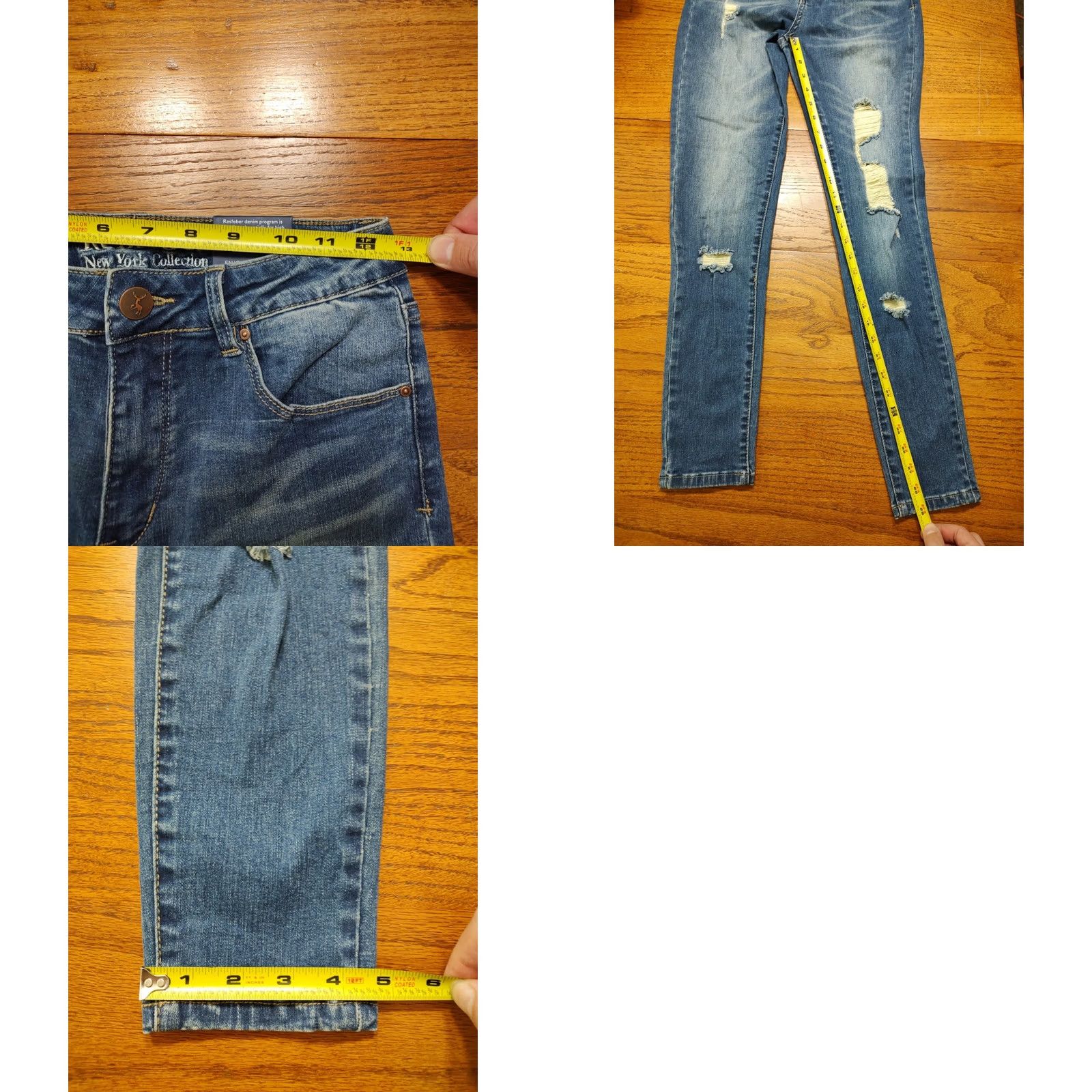 Denime NWT Resfeber Jeans Womens Skinny Distressed 25in 29in Blue Denim Cotton Blend Zip 5-Pocket Rise Mid Slim Button? Size 30" / US 8 / IT 44 - 8 Thumbnail