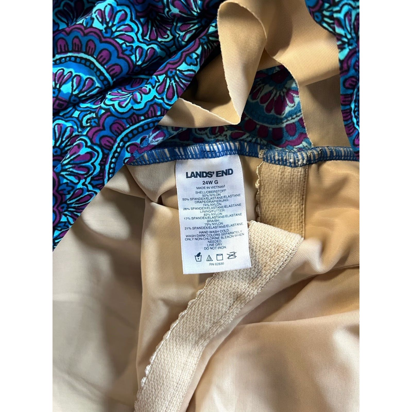 Lands' End Lands' End Womens One Piece Swimsuit Blue Sleeveless Size 16 Regular Size ONE SIZE - 3 Thumbnail