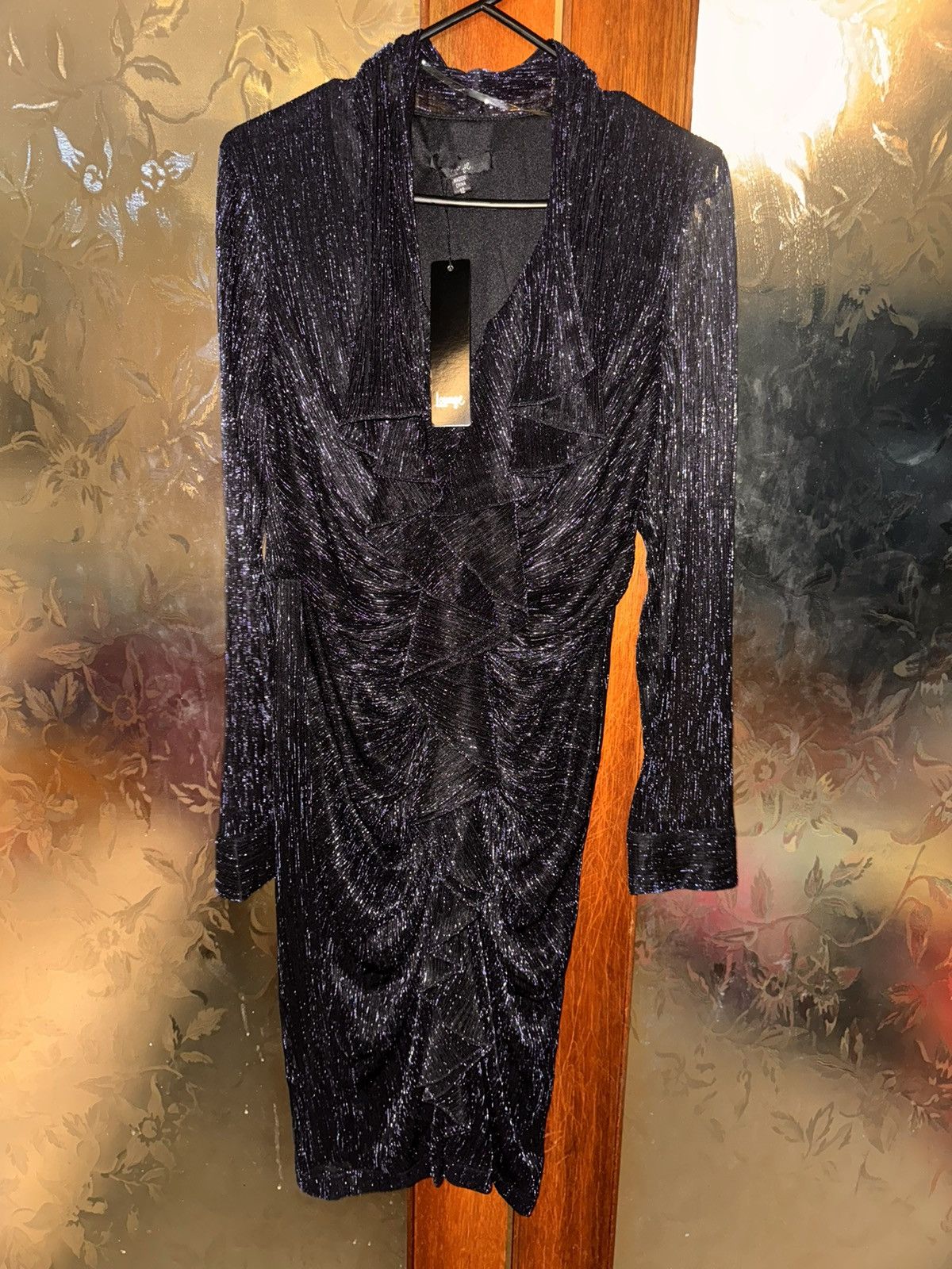 image of Lounge Long Sleeves Dress in Black, Women's (Size XL)