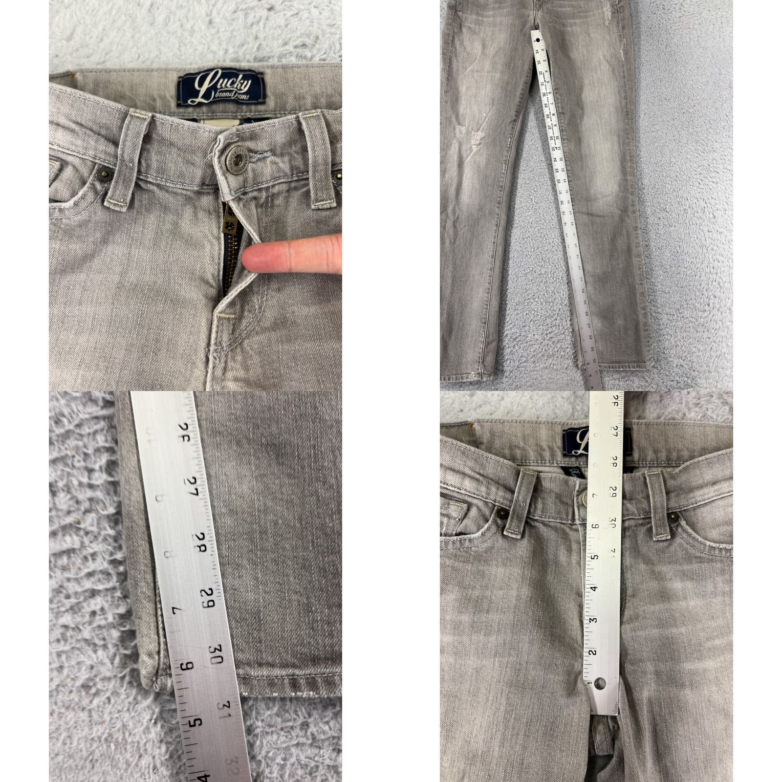 Lucky Brand VINTAGE Lucky Brand Jeans Womens 6 Gray Distressed Straight Leg Low Rise USA Made Size 28" / US 6 / IT 42 - 8 Thumbnail