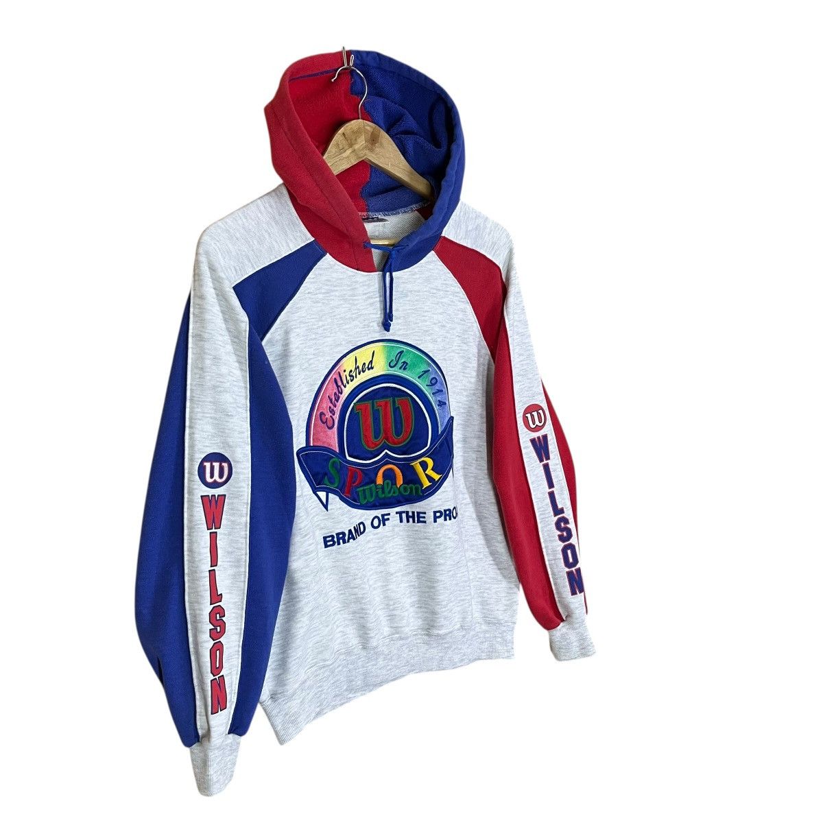 Wilson Vintage 90s Wilson Rainbow Pullover Hoodie Size M Size US M / EU 48-50 / 2 - 2 Thumbnail
