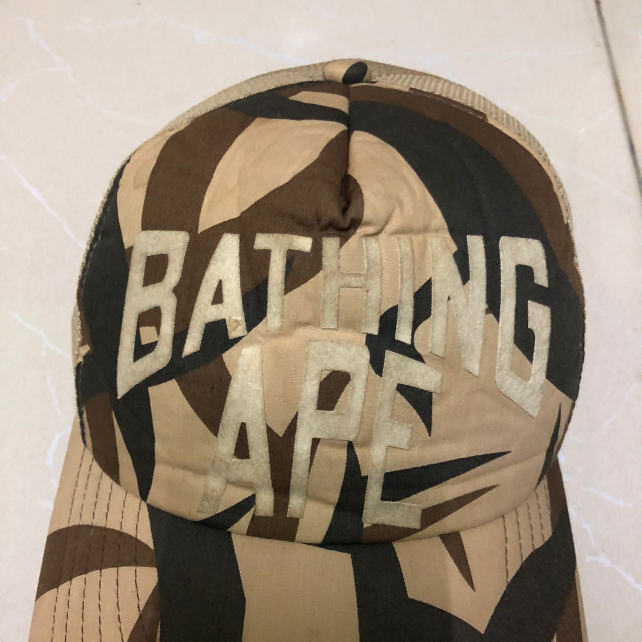 Bape 2005 Bape Camo Bathing Ape Spell-Out Trucker Hat Size ONE SIZE - 7 Thumbnail