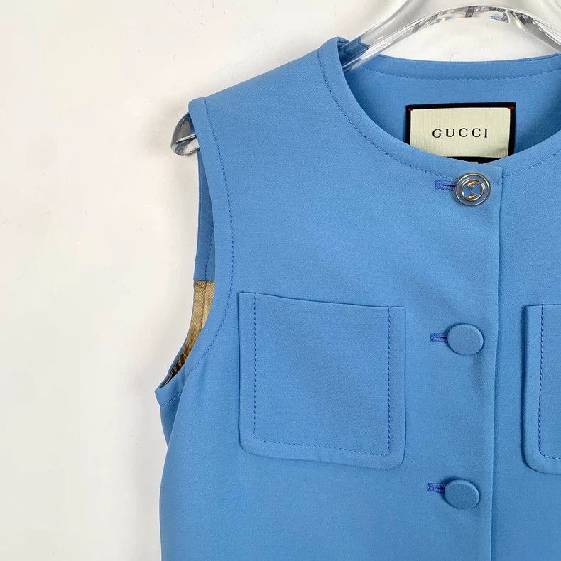 Gucci Gucci Blue multi-pocket wool single-breasted belt vest 250 Size US XS / EU 42 / 0 - 3 Thumbnail