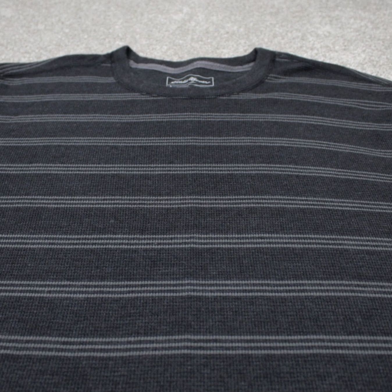 Eddie Bauer VINTAGE Eddie Bauer Outdoor Sweatshirt Mens 2XL XXL Gray/Black Striped L/S Pullover Size US XXL / EU 58 / 5 - 4 Thumbnail