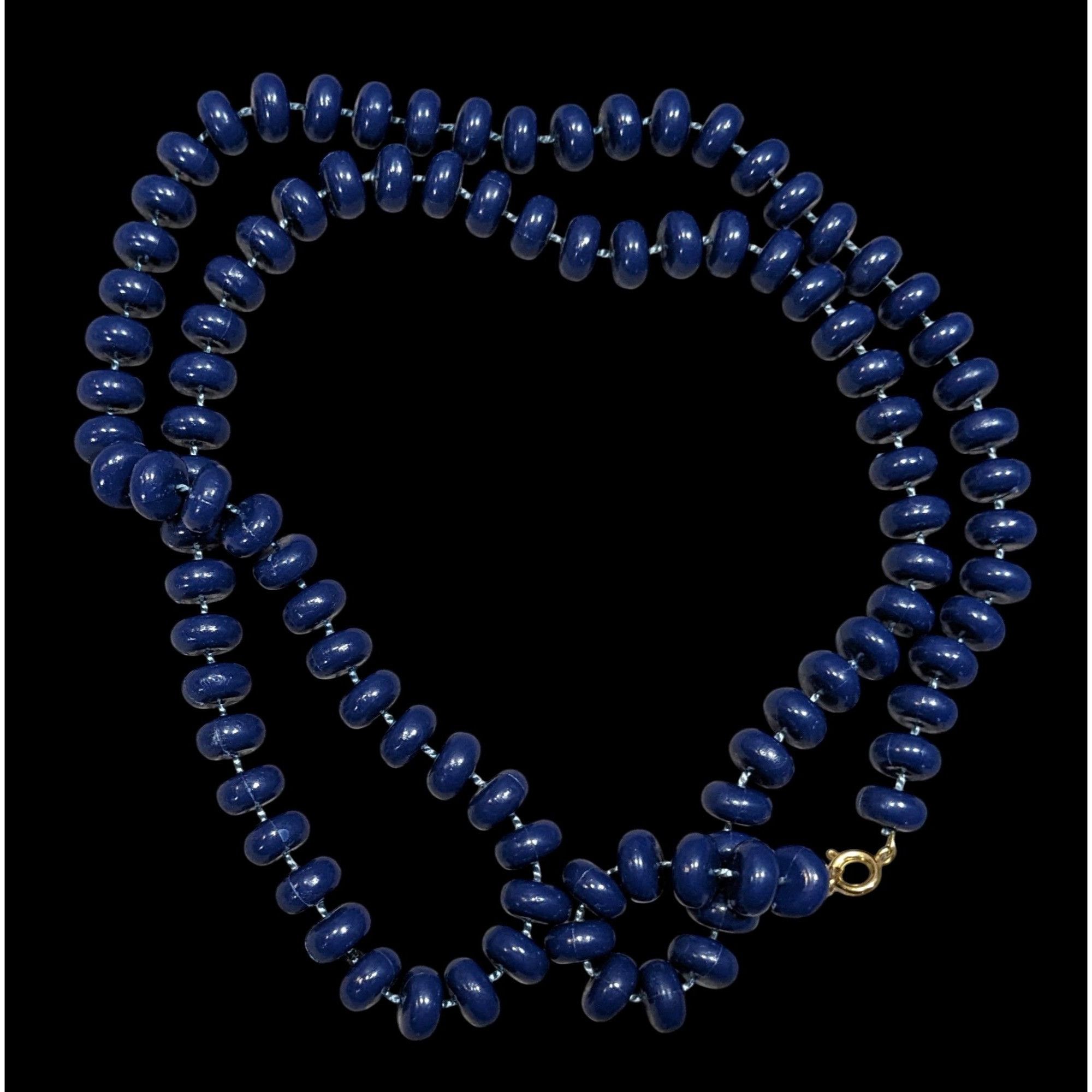 Other Retro Casual Navy Blue Beaded Lightweight Necklace Size ONE SIZE - 1 Thumbnail