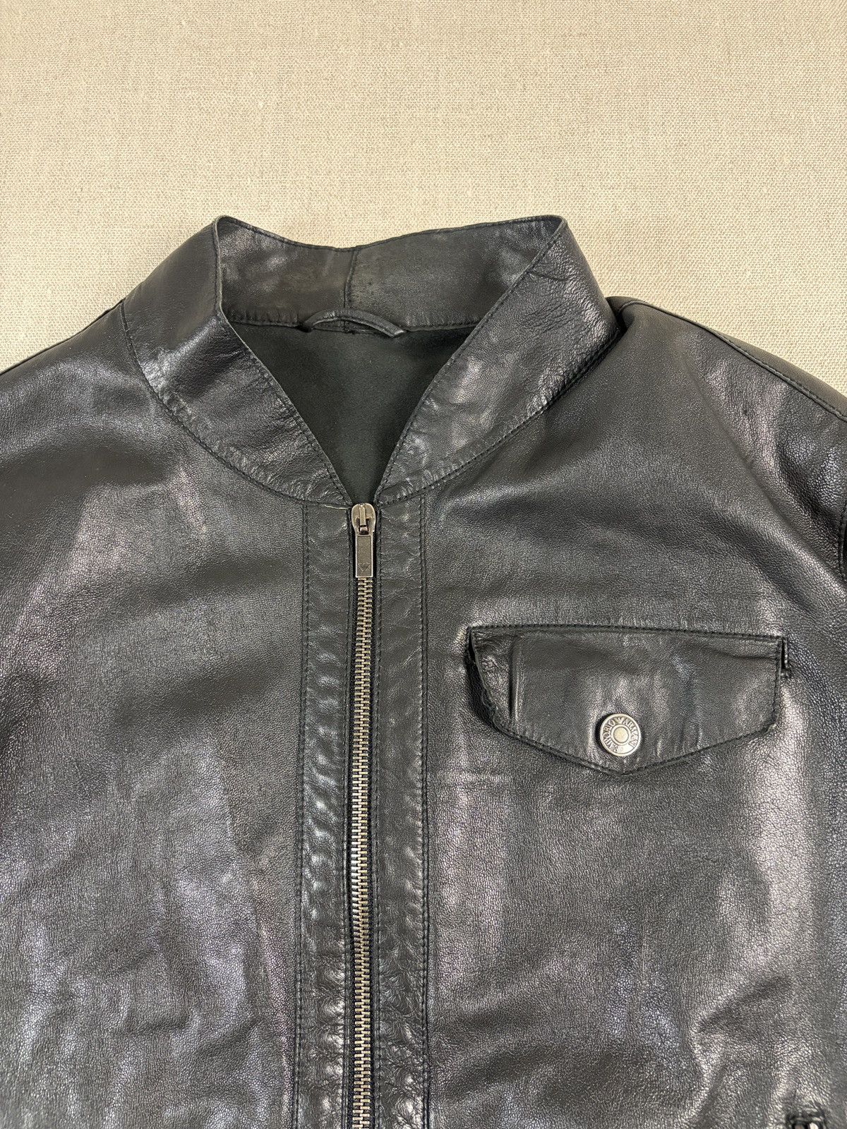 Emporio Armani Emporio Armani Leather Biker Jacket Vintage Archive Black Size US M / EU 48-50 / 2 - 2 Thumbnail