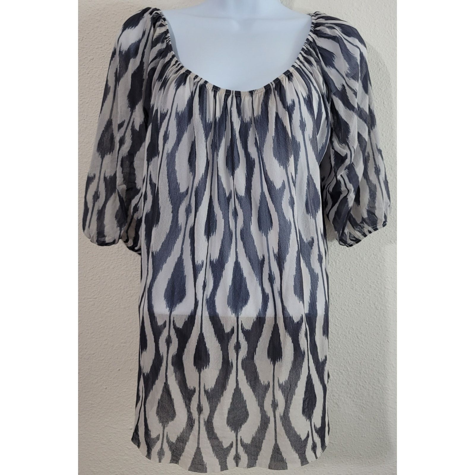 Other Sweet Pea Anthropologie Gray Striped Sheer Top Large Size L / US 10 / IT 46 - 1 Thumbnail