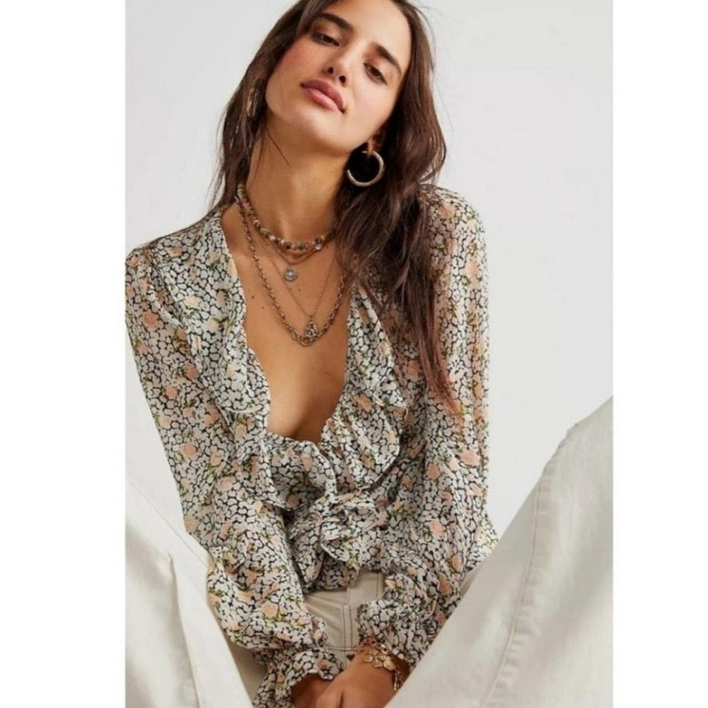 Free People NWT Free People Gigi Printed Maxi Top $198 SMALL Ivory Size S / US 4 / IT 40 - 3 Thumbnail
