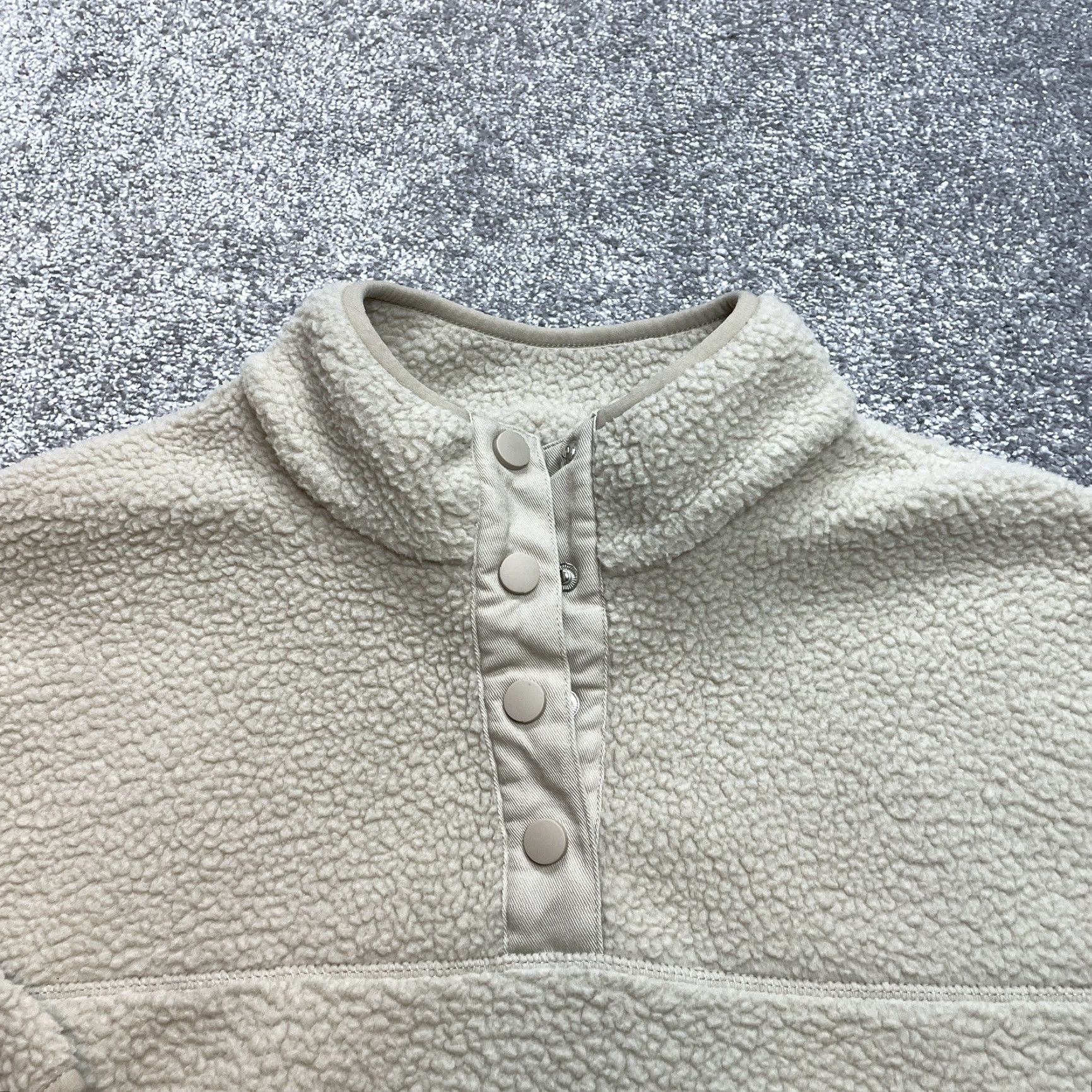 Primark Primark Jacket Beig e Womens M Medium 12-14 Sherpa 1/4 Snap Button Long Sleeve Buttoned Winter Fall Basic Jacket Size M / US 6-8 / IT 42-44 - 2 Thumbnail