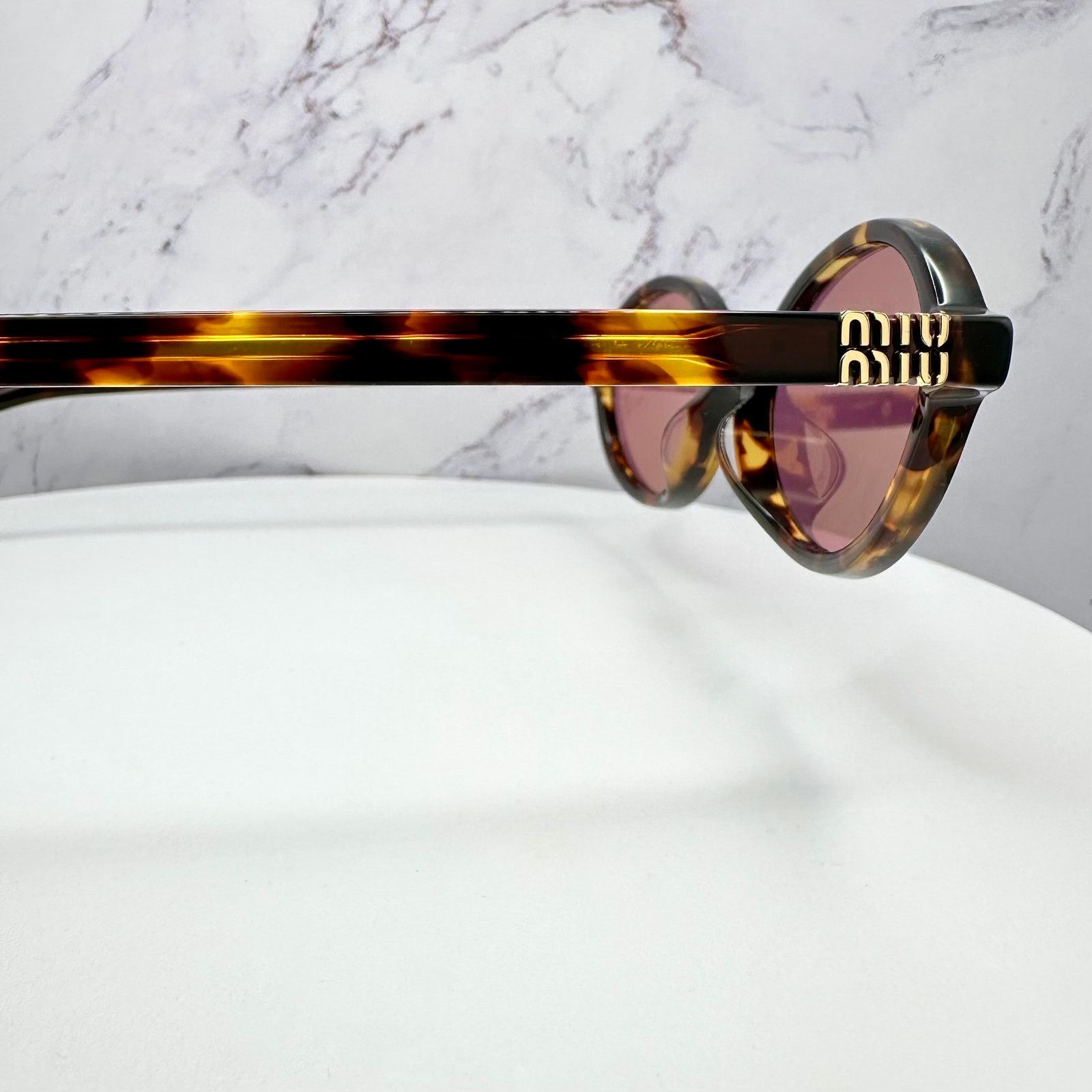 Miu Miu MIU MIU Sunglasses New Brown Gold Metal Logo Authentic Size ONE SIZE - 19 Thumbnail