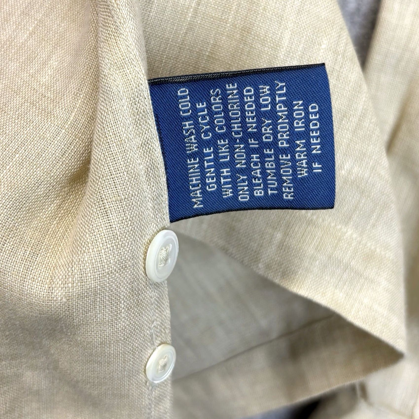 Faconnable Façonnable 100% Linen Shirt L Mens Sand Button-Up | Regular Fit, Long Sleeve, Chest Pocket, Casual Size US L / EU 52-54 / 3 - 8 Thumbnail