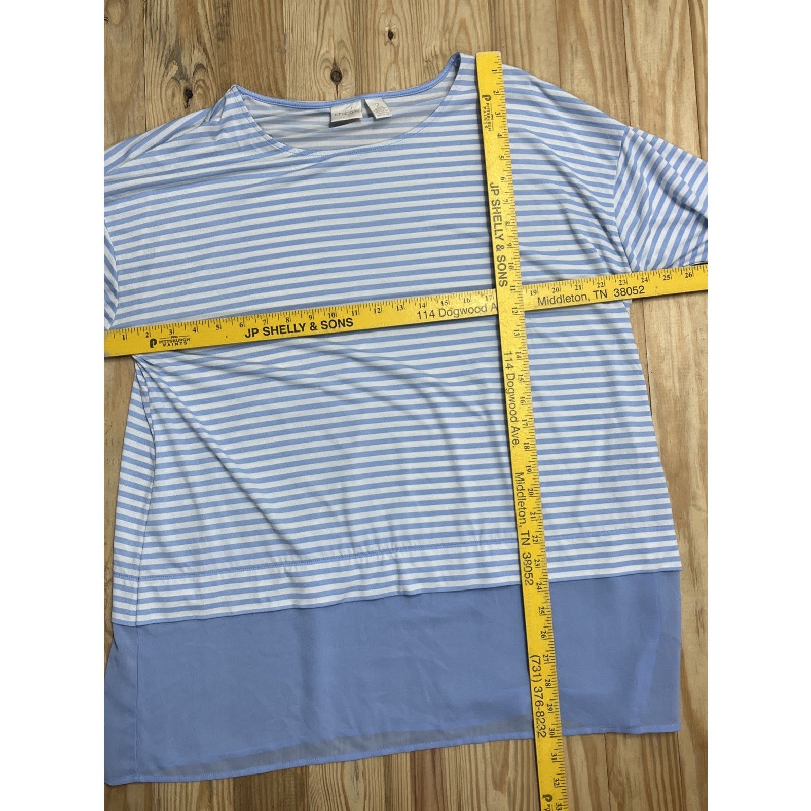 Chicos Chicos Light Blue Stripe 3/4 Sleeve Tunic Top Size 2 Size XS / US 0-2 / IT 36-38 - 6 Thumbnail