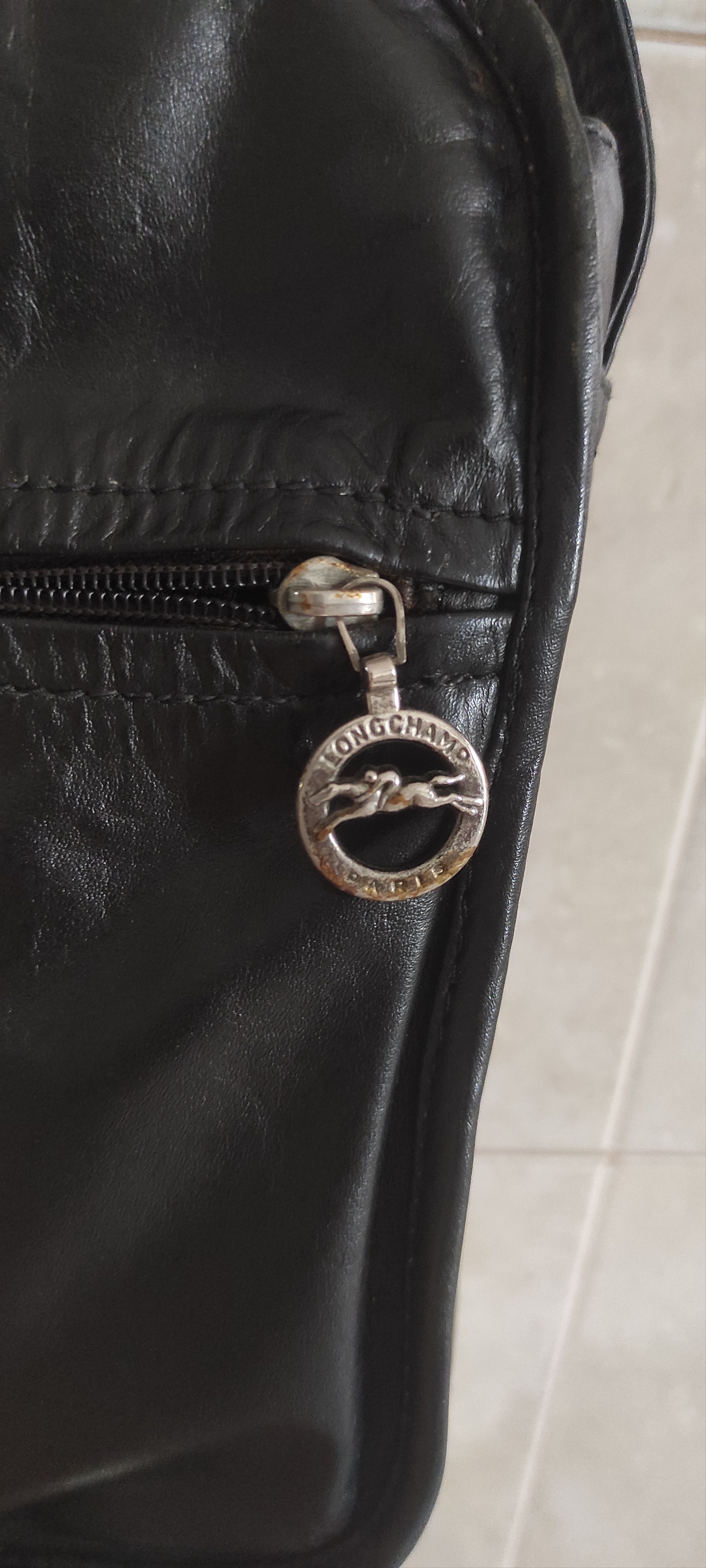 Longchamp Longchamp Paris Black Pebble Leather Crossbody Bag Size ONE SIZE - 13 Thumbnail