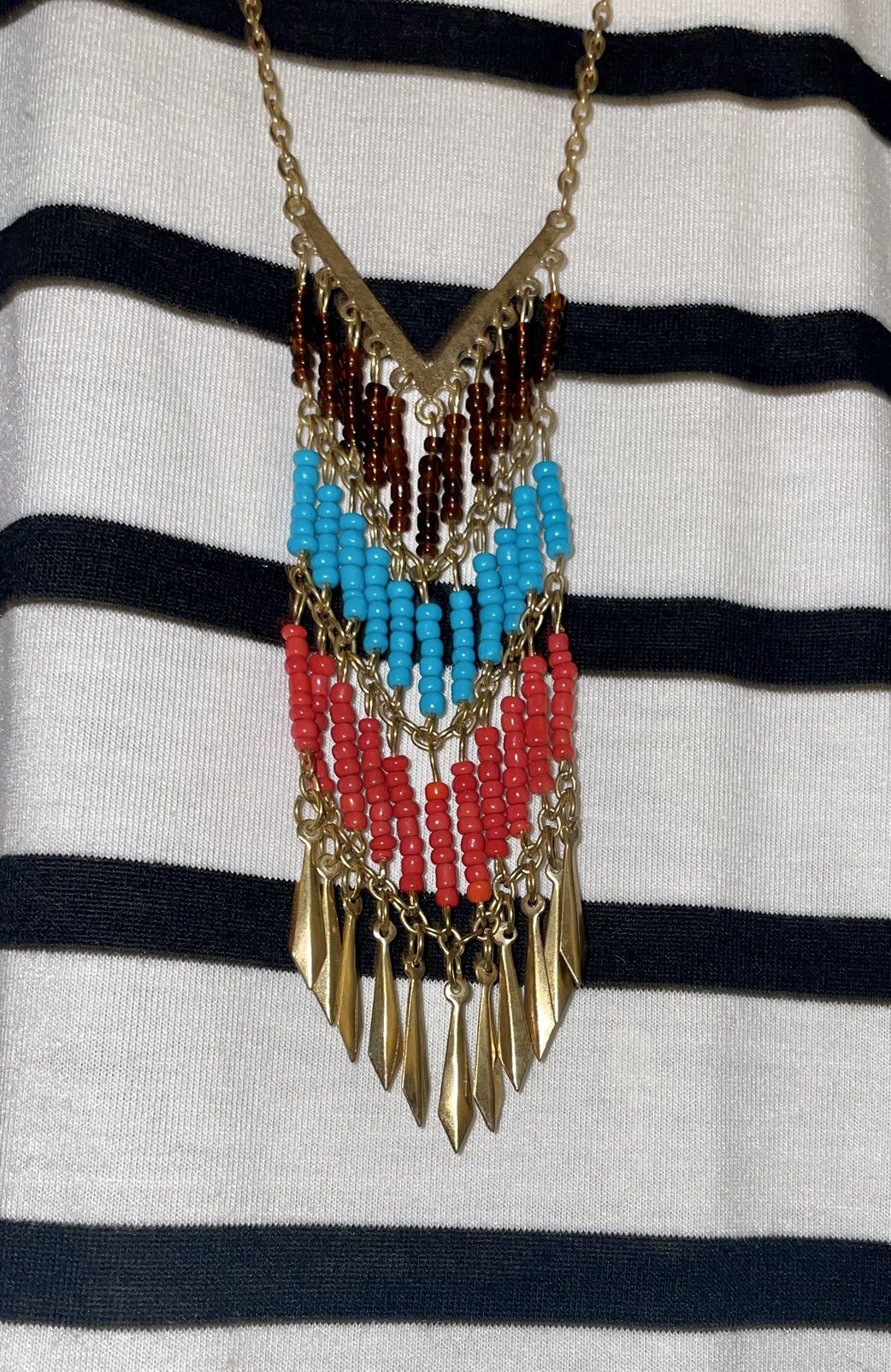 Vintage Vintage Southwest Chevron Beaded 70’s Necklace Size ONE SIZE - 3 Thumbnail