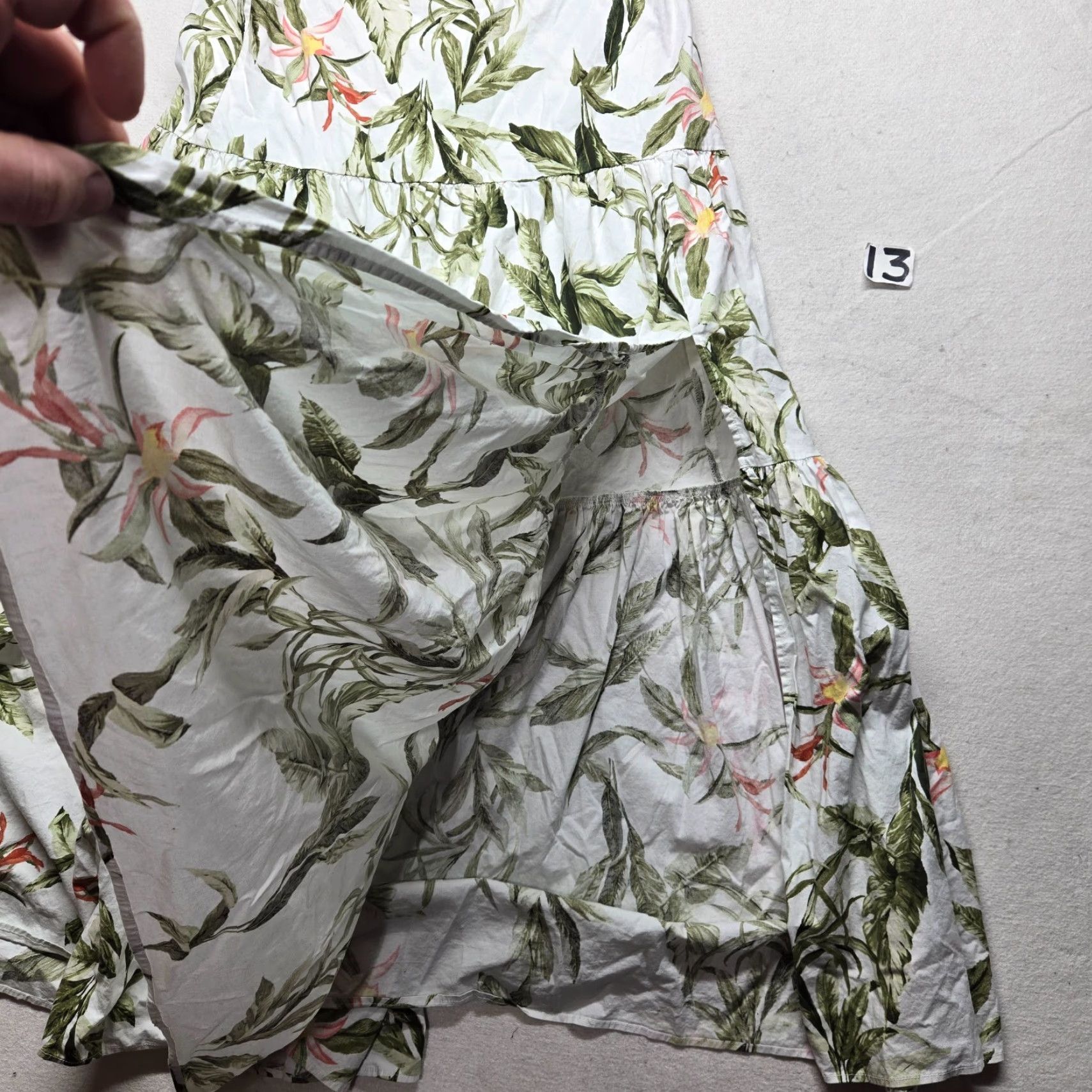 Vintage WAYF Floral Long Skirt Elastic Waist A-Line Casual Women M White Cotton Blend Polyester Skirt Spring Summer Womens Size 32" / US 10 / IT 46 - 4 Thumbnail