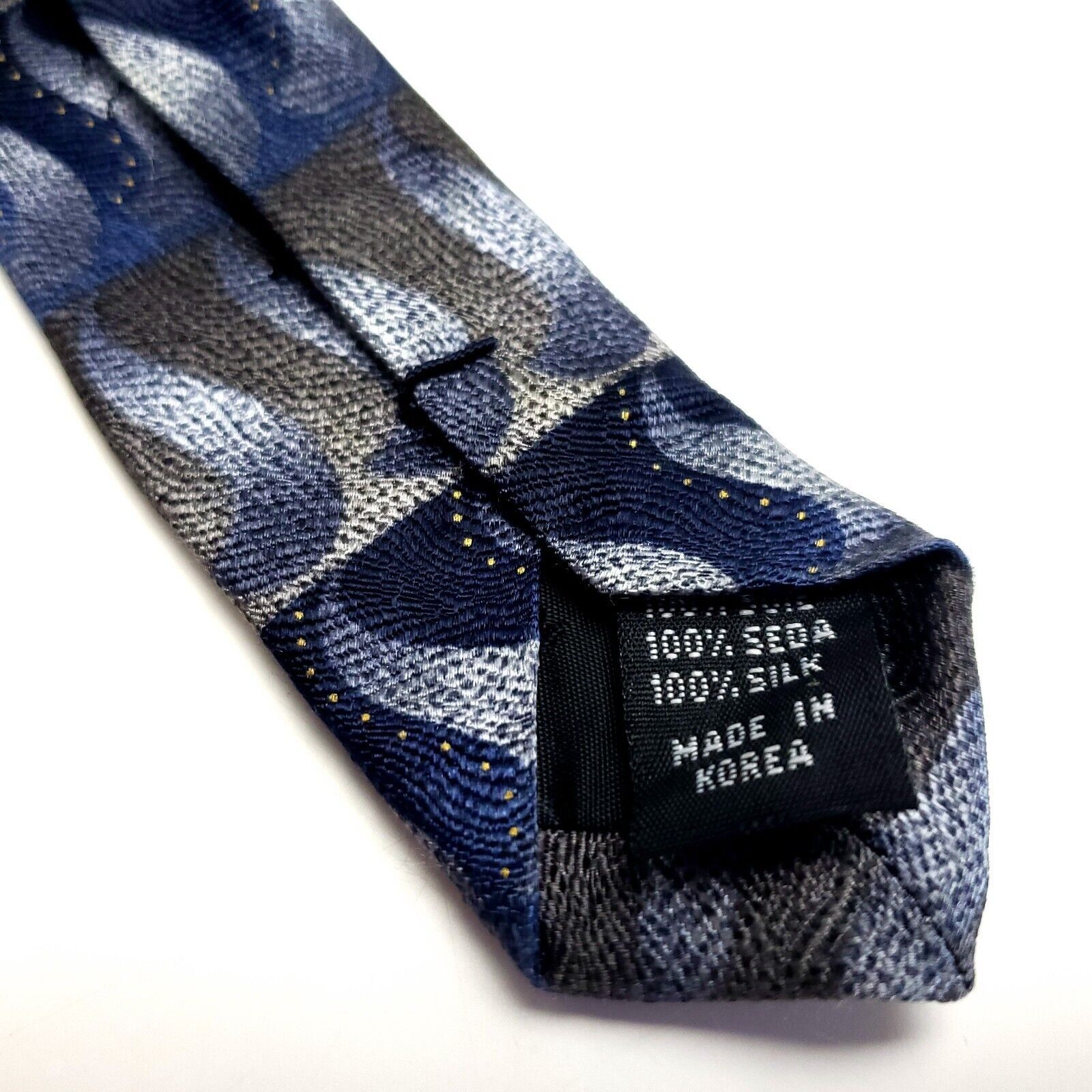 Bergamo New York Bergamo New York Blue Gray Silk Tie Woven Regimental Size ONE SIZE - 5 Thumbnail