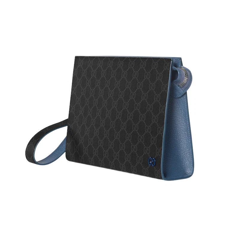 Gucci GUCCI Black/Blue GG Canvas Small Pouch New & Authentic Size ONE SIZE - 2 Thumbnail