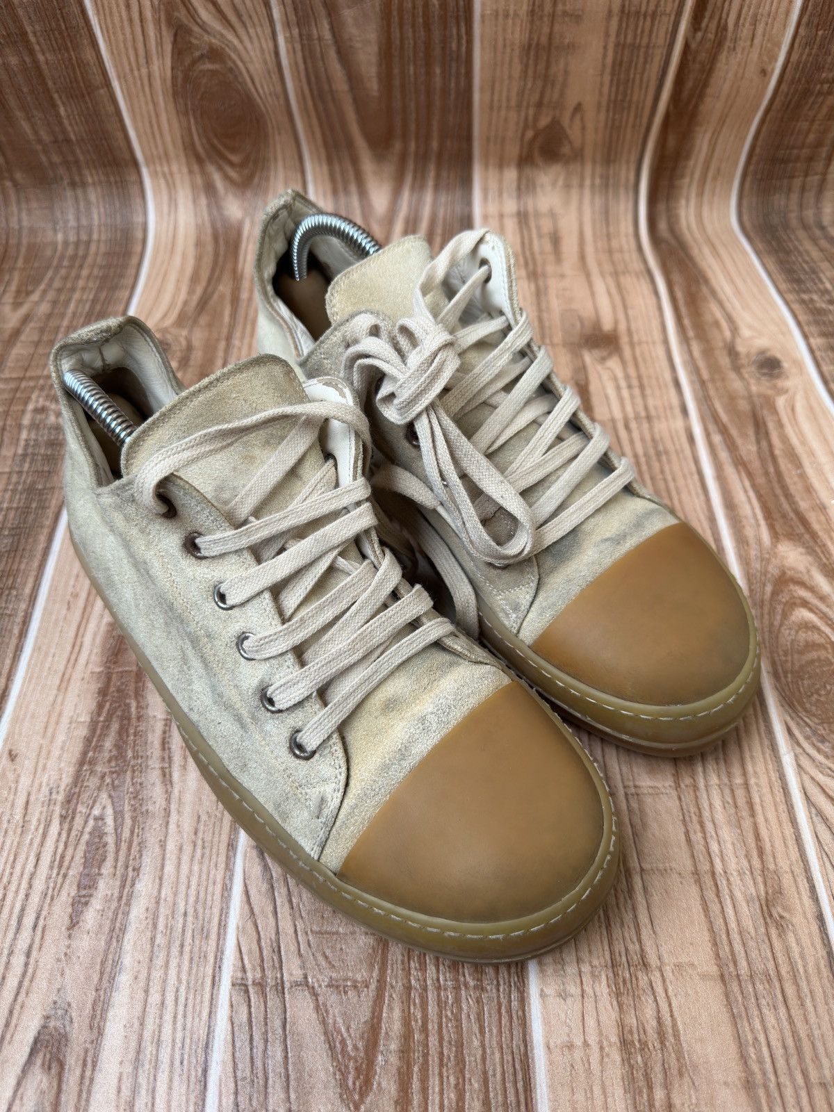 Rick Owens Rick Owens Beige Gum Sole Low Suede Ramones Size US 8.5 / EU 41-42 - 3 Thumbnail