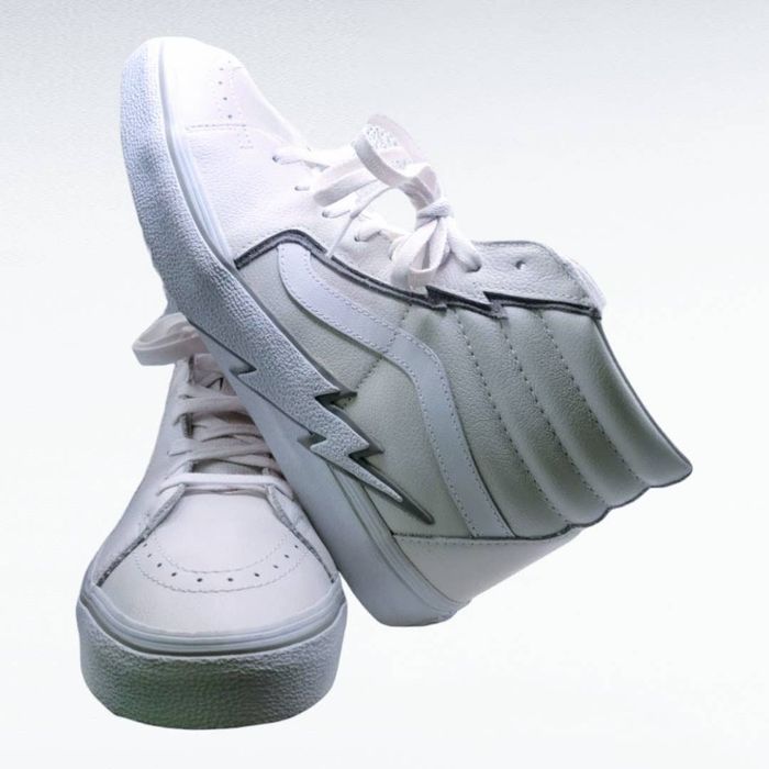 Vans sk8 hi white leather outlet mens