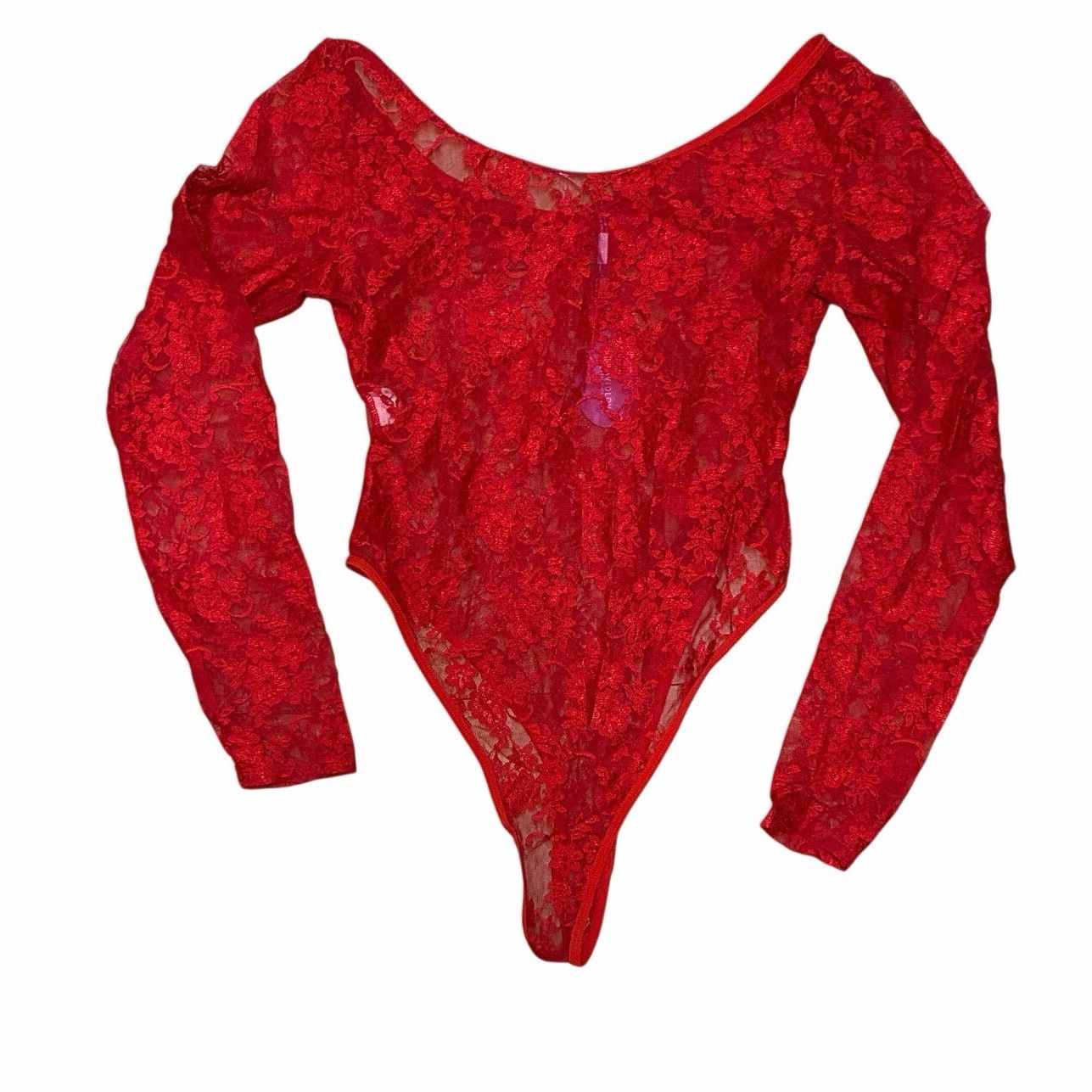 The Unbranded Brand Lace Long Sleeve Lingerie Bodysuit Avidlove Size Medium Red Size M / US 6-8 / IT 42-44 - 3 Thumbnail