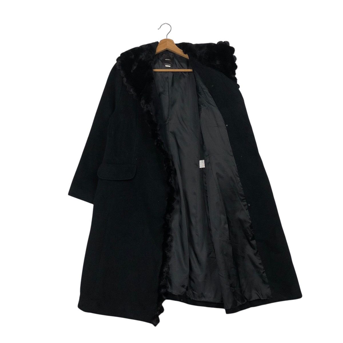 Issey Miyake 📌Rich Black Vintage Long Jacket Wool Issen Collezione Donna Size US M / EU 48-50 / 2 - 13 Thumbnail