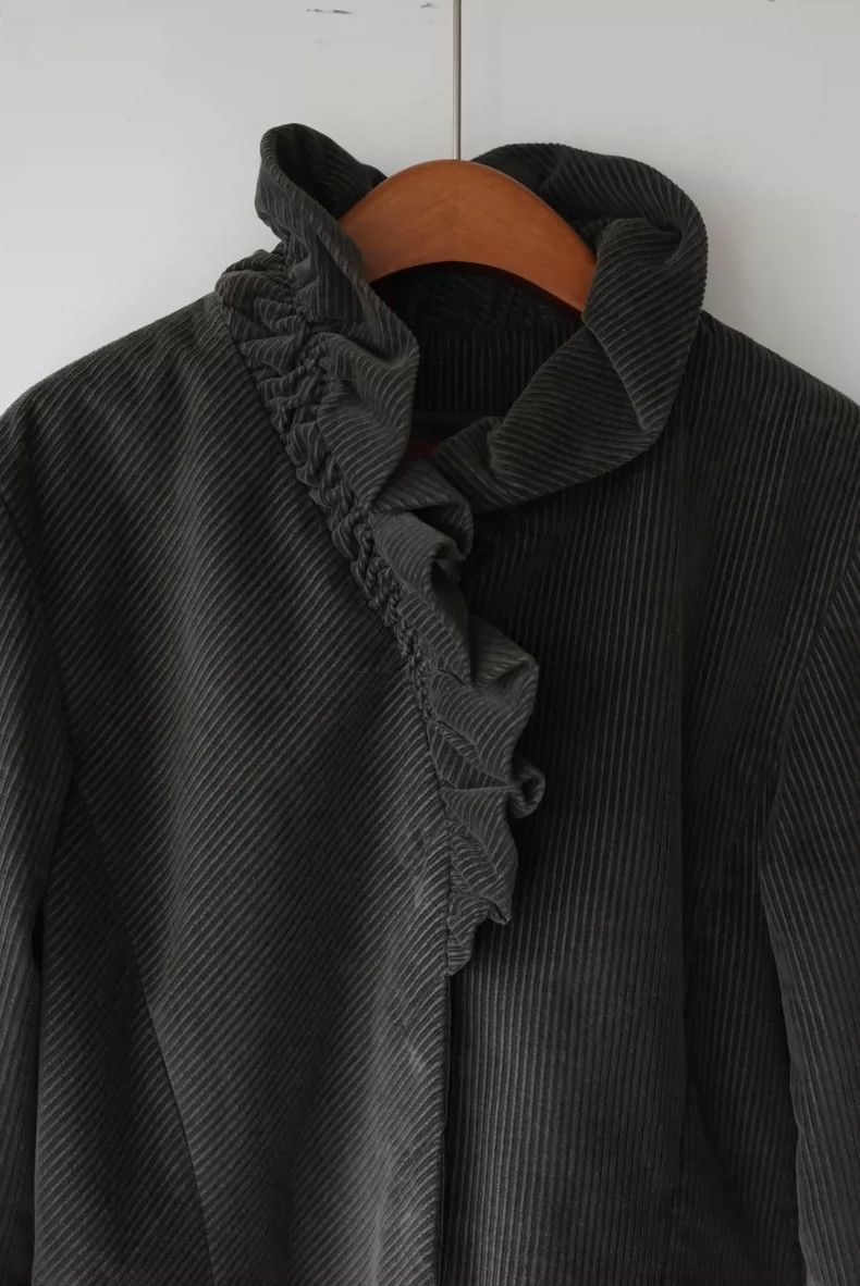Kenzo KENZO Moss green petal collar corduroy coat, 1990s Size XS / US 0-2 / IT 36-38 - 5 Thumbnail