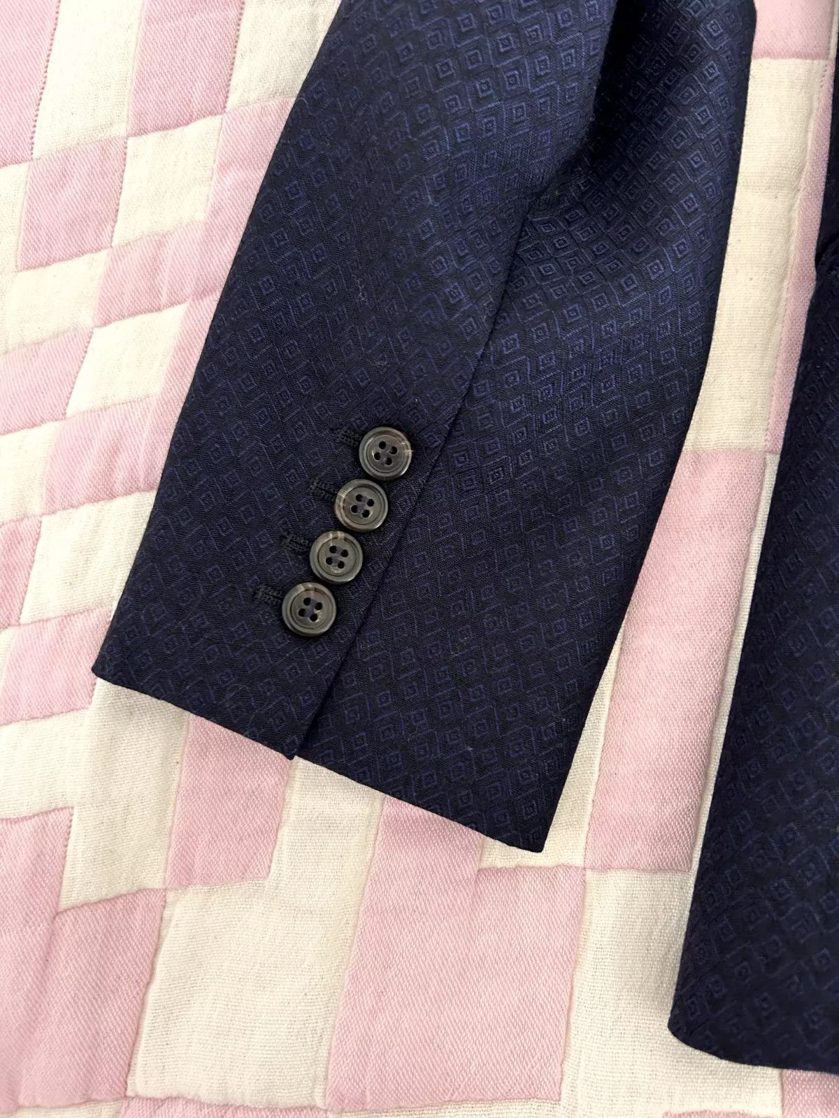 Barneys New York Double Breasted Blue Patterned Blazer Jacket Size M / US 6-8 / IT 42-44 - 8 Thumbnail