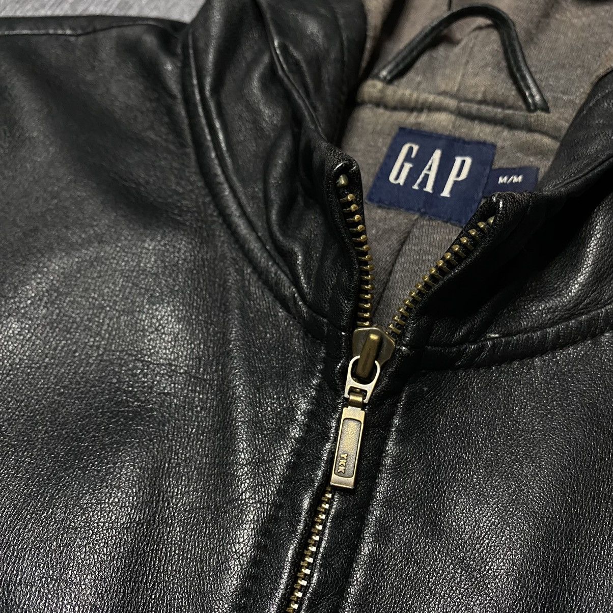 Vintage Gap Leather hooded zip up jacket