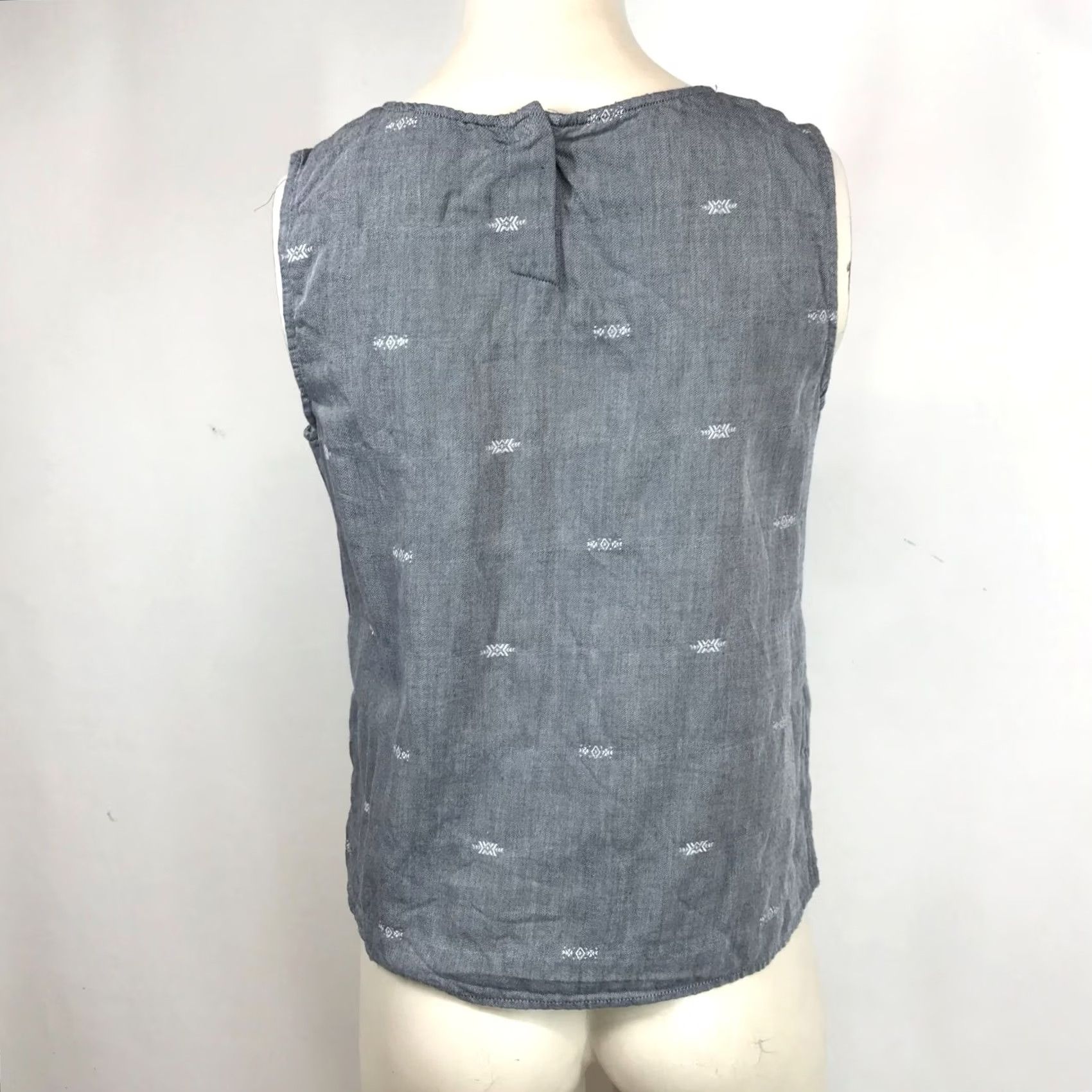 Eileen Fisher Eileen Fisher Women XS Gray SleeveLESS Round Neck Cotton Blend Top - Regular Size XS / US 0-2 / IT 36-38 - 5 Thumbnail