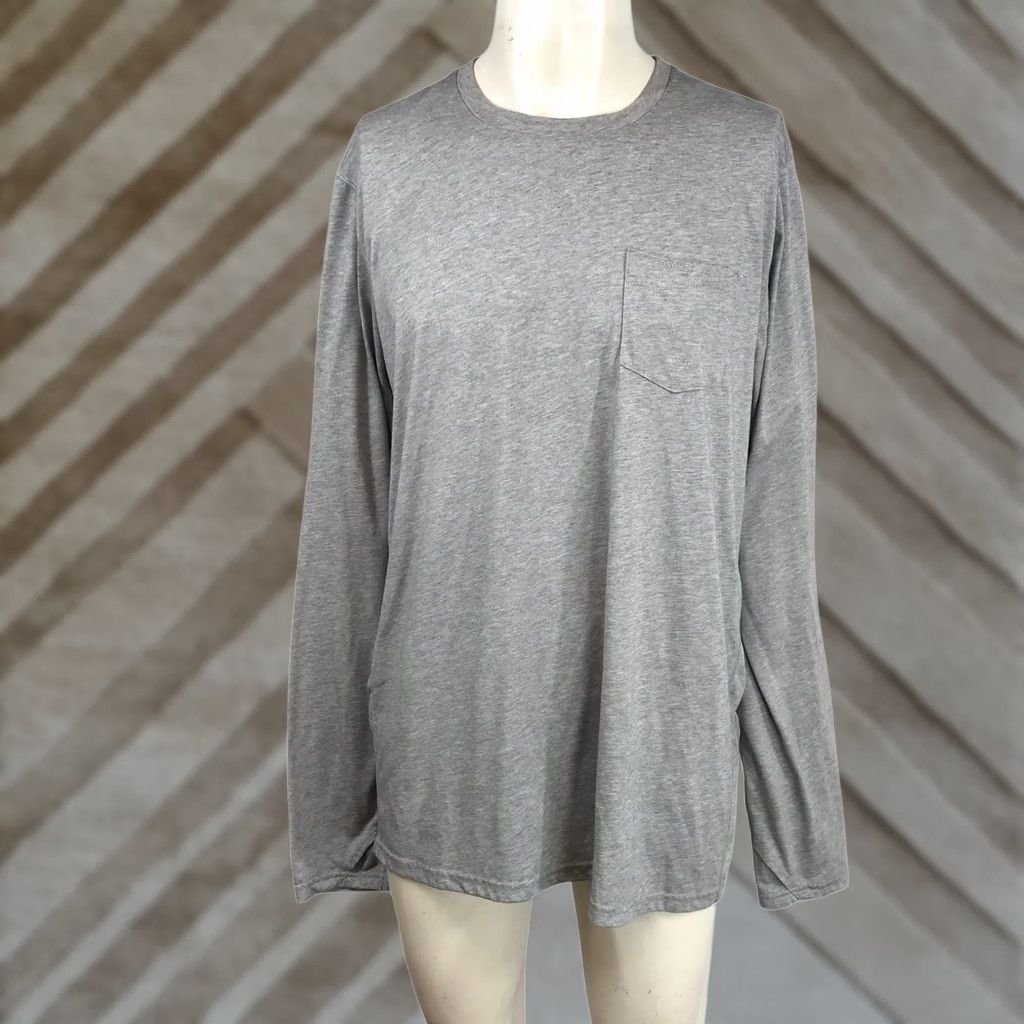 Vintage Poncho Mens XL Long Sleeve Pocket T-Shirt Heather Grey Performance Tee Size US XL / EU 56 / 4 - 1 Thumbnail