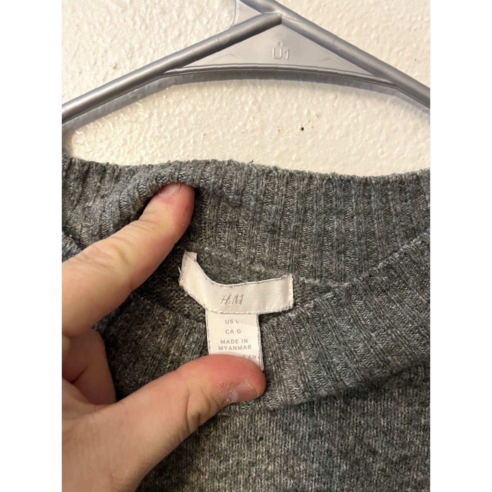 H&M H&M Womens Pullover Sweater Gray Long Sleeve Crew Neck L Acrylic Blend Solid Heathered Knit Sweatshirt Size L / US 10 / IT 46 - 3 Thumbnail