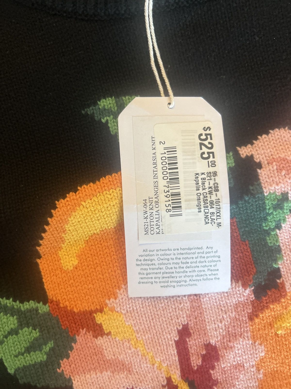 Casablanca Casablanca Orange Intarsia Knit Sweater – Black (XXL) Size US XXL / EU 58 / 5 - 4 Thumbnail