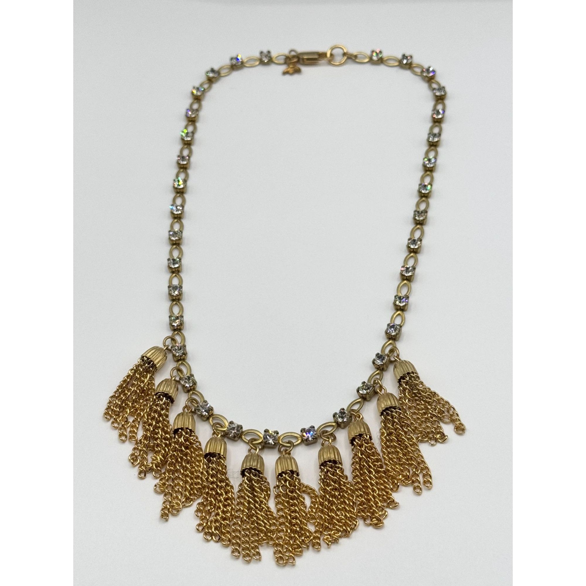 Vintage Vintage rhinestone chain tassel charm necklace Size ONE SIZE - 3 Thumbnail