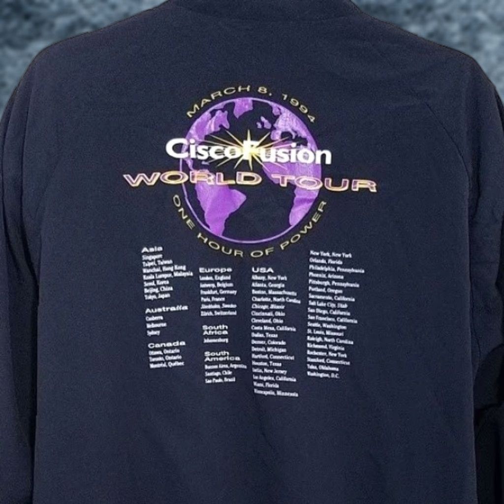 Vintage VINTAGE Vantage Jacket Mens Large 90s World Tour Cisco Systems Windbreaker Blue USA 1994 Size US L / EU 52-54 / 3 - 1 Thumbnail