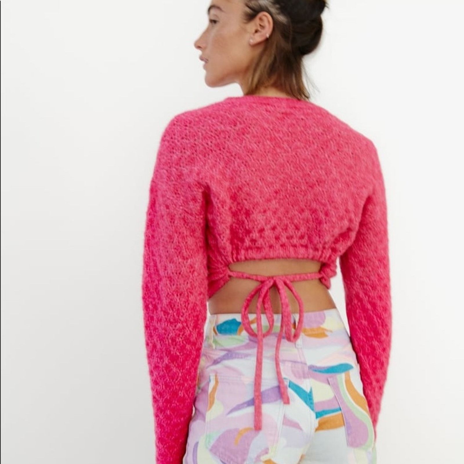 Zara ZARA BLOGGER FAVORITE OPEN BACK KNIT SWEATER Size L / US 10 / IT 46 - 9 Thumbnail