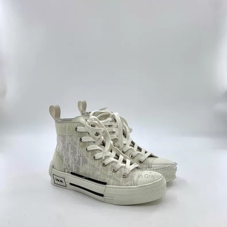 Dior Dior White logo printed lace-up casual flat high-top sneak Size US 5.5 / IT 35.5 - 2 Thumbnail