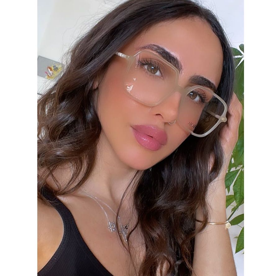 image of New Dior Mini Cd O S2I Square Frames In Beige, Women's