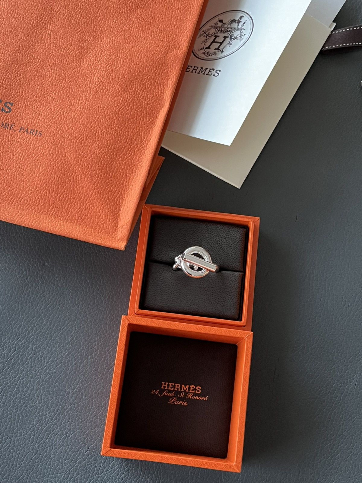 Hermes Rare Brand New Hermes Iconic Croisette Logo Ring 59 Size ONE SIZE - 19 Thumbnail