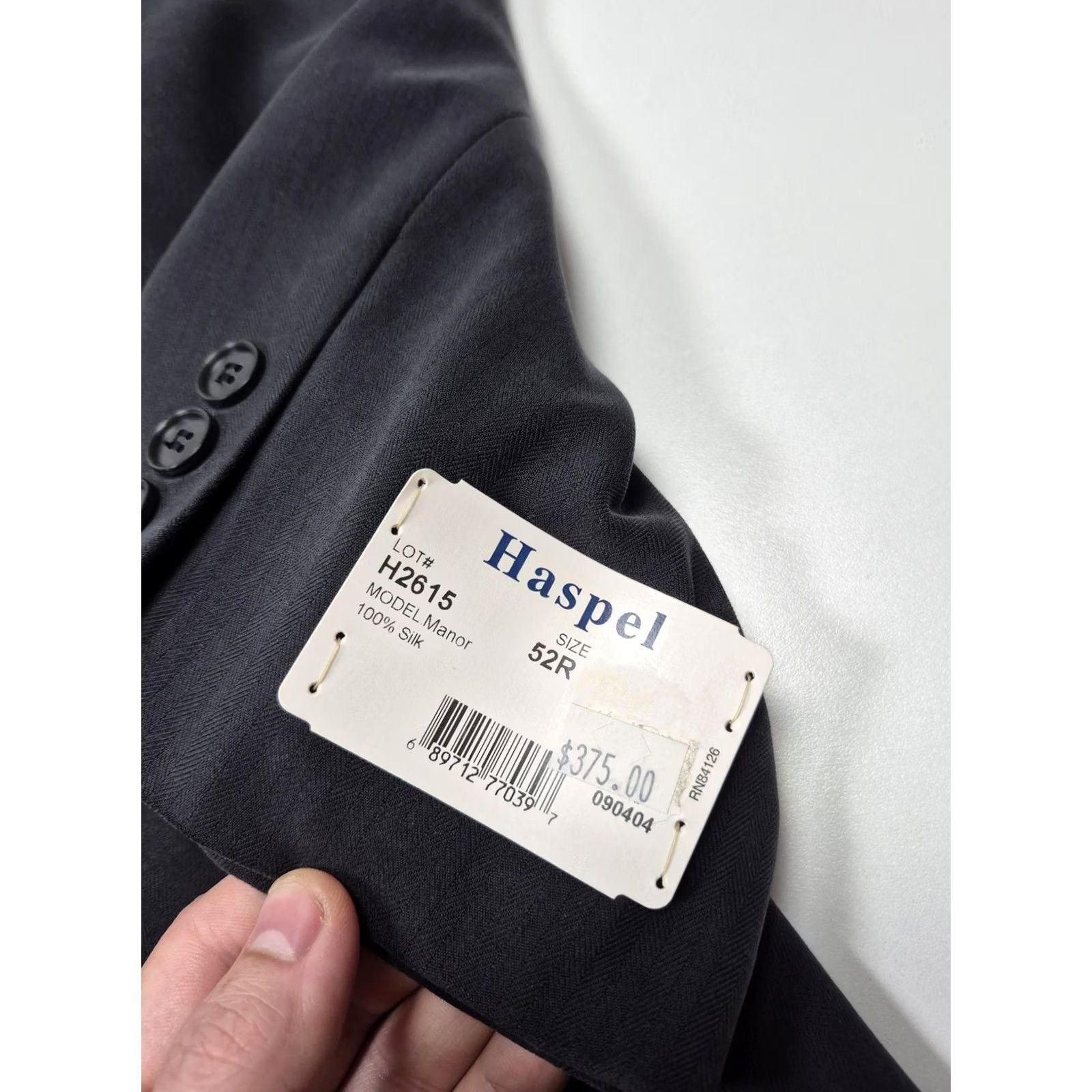 Vintage Haspel Silk Herringbone 3-Button Suit Jacket Mens 52R Gray NWT Size 52R - 6 Thumbnail