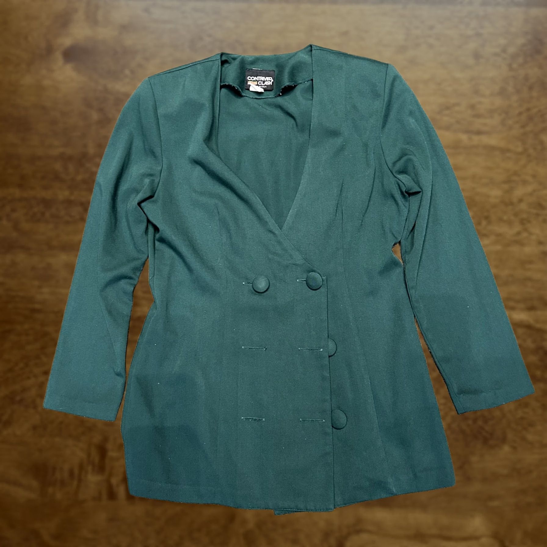 Doublet VINTAGE Contrived Clash Blazer Jacket Womens Medium Green Double Breasted Made USA Size M / US 6-8 / IT 42-44 - 1 Thumbnail