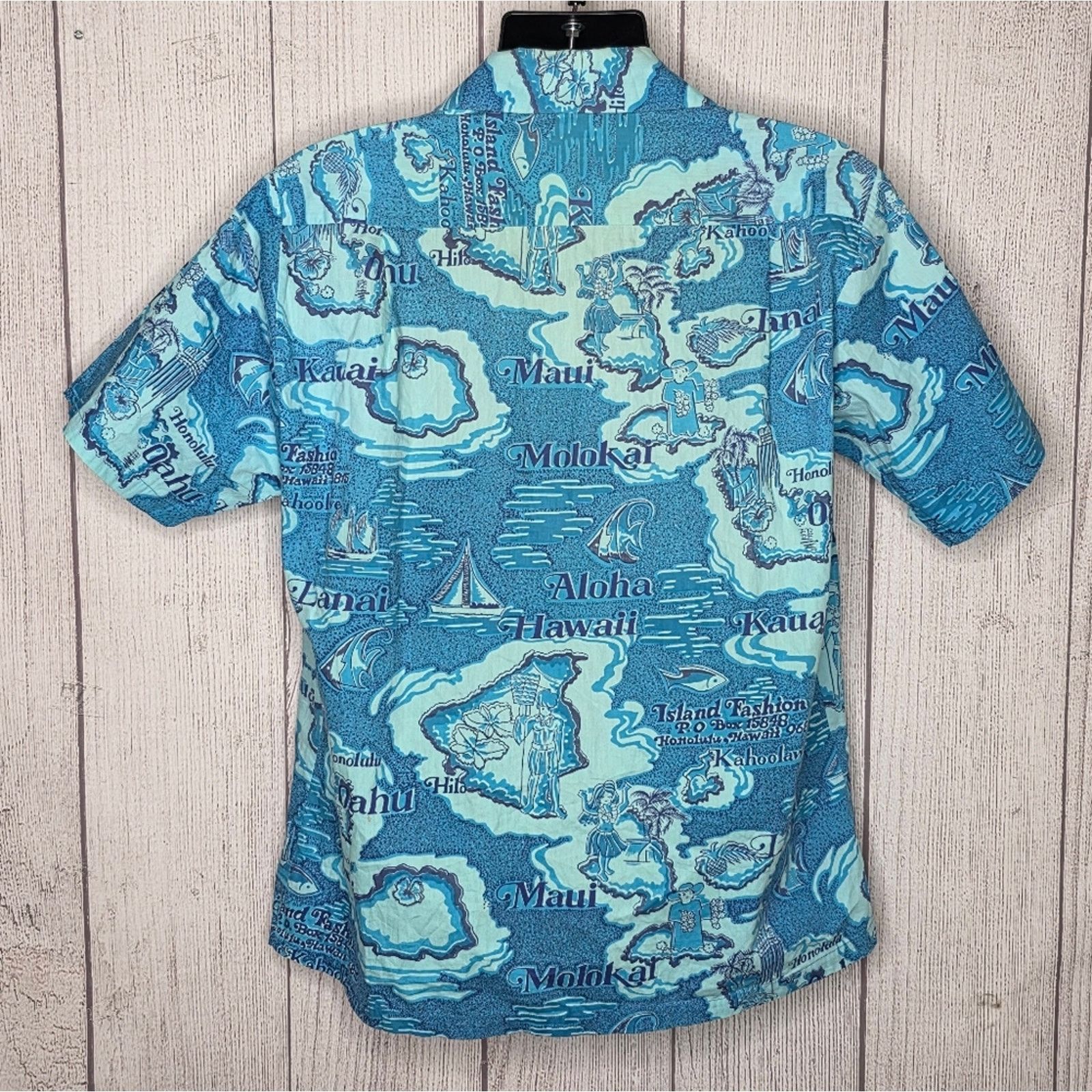 Vintage VTG 70s Island Fashions Map Print Hawaiian Aloha Shirt, sz L Size US L / EU 52-54 / 3 - 3 Thumbnail