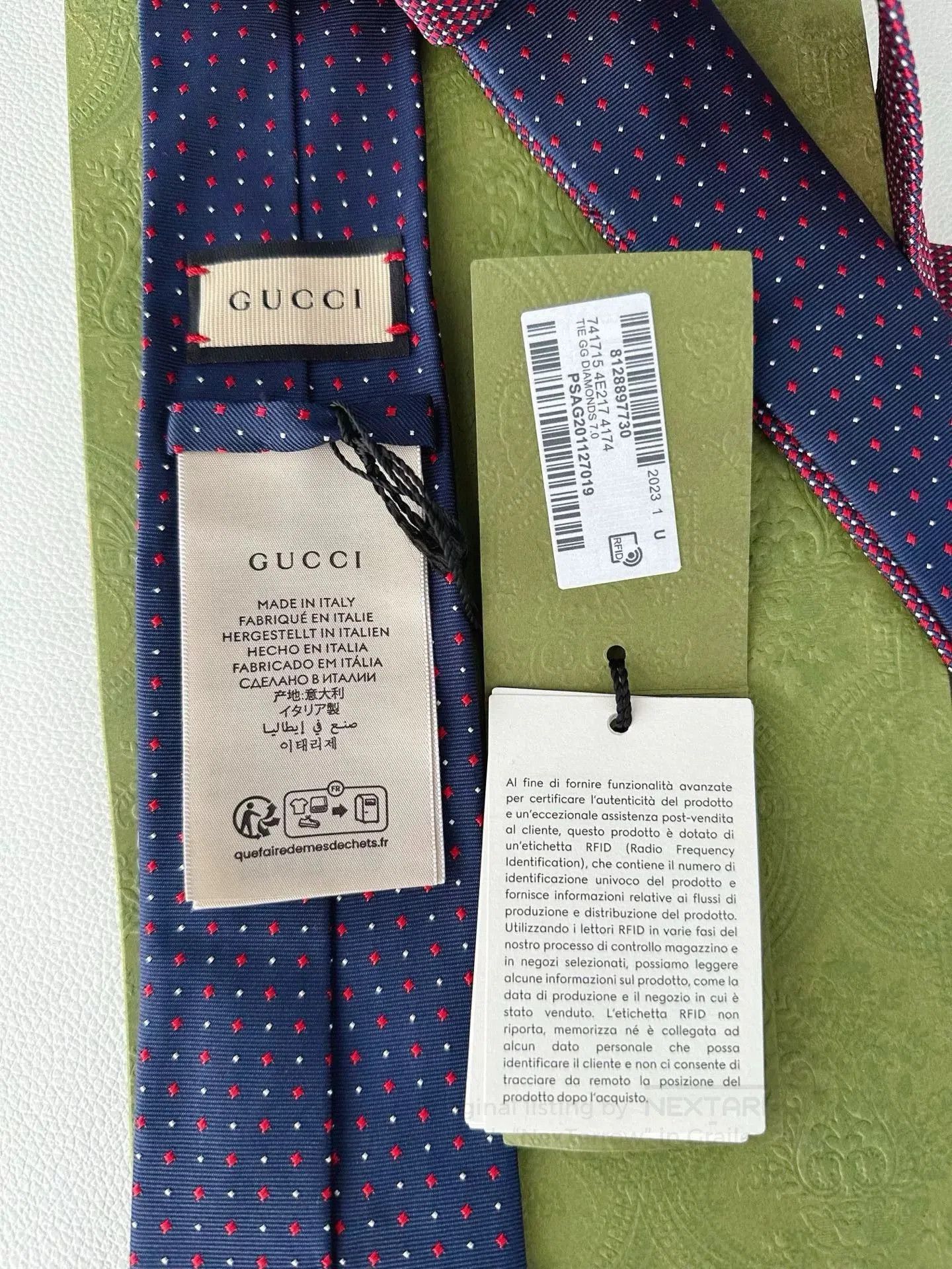 Gucci Gucci GG Embroidered Polka Dot Diamond Tie. Size ONE SIZE - 4 Thumbnail