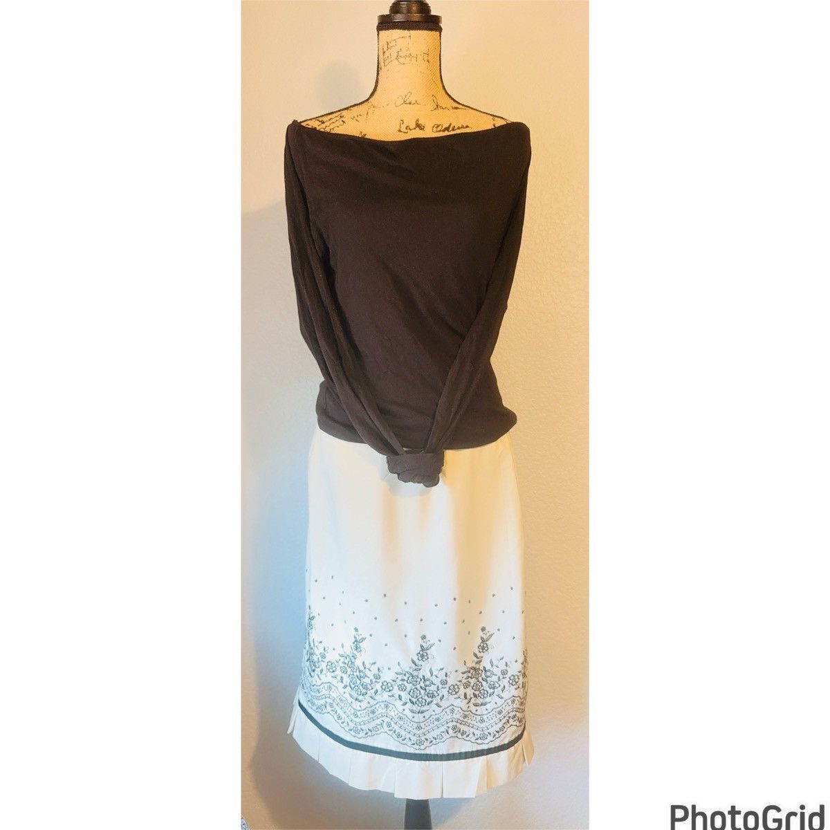 Oscar De La Renta Embroidered Skirt Size 38" / US 16 / IT 52 - 2 Thumbnail