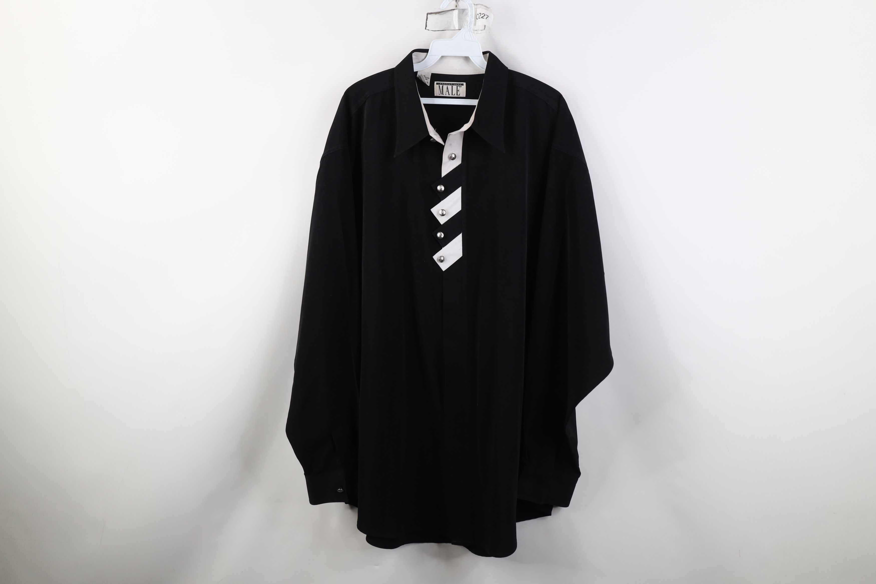 Vintage Vintage 80s 90s Streetwear Block Collared Button Shirt Black Size US XL / EU 56 / 4 - 1 Thumbnail