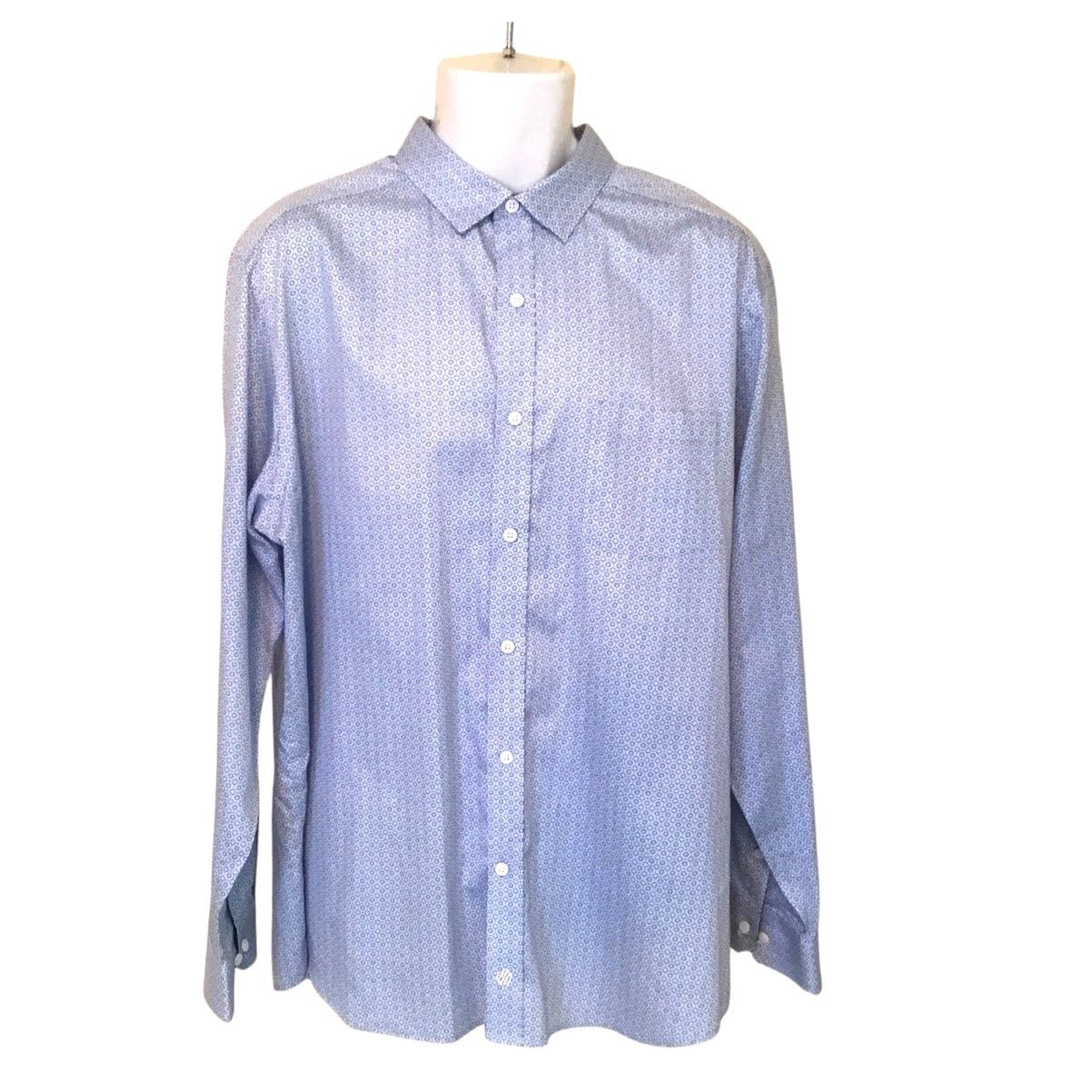 Johnston & Murphy Johnston & Murphy Shirt Blue Print Long Sleeve Size X-Large Size US XL / EU 56 / 4 - 1 Thumbnail