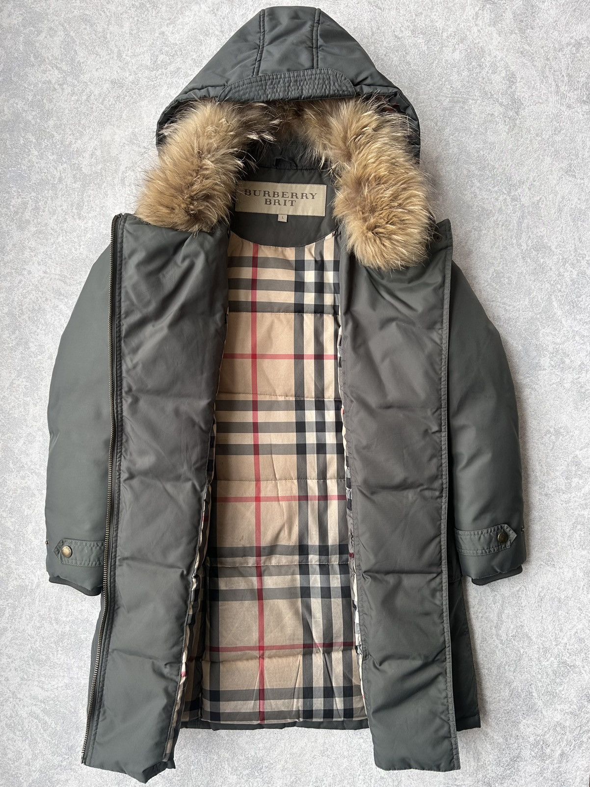 Burberry Burberry Brit Fur Ski Down Nova Check Parka Jacket Size L / US 10 / IT 46 - 9 Thumbnail
